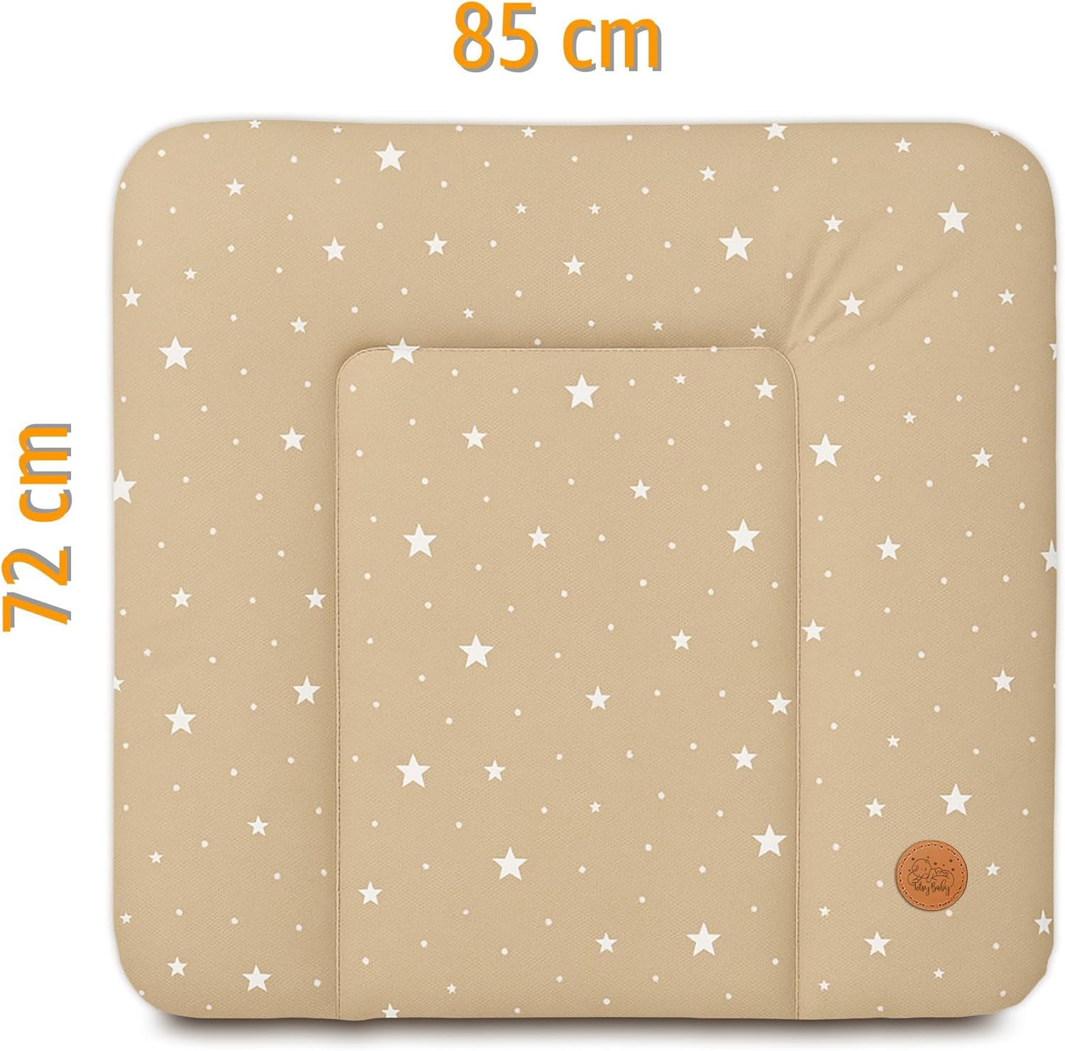 Changing Mat Washable and Waterproof 85 X 72 Cm - Changing Mat for Laying on Changing Table Changing Table Changing Table or Washing Machine Changing Mat 85 X 72 Cm Beige with White Stars image number 4