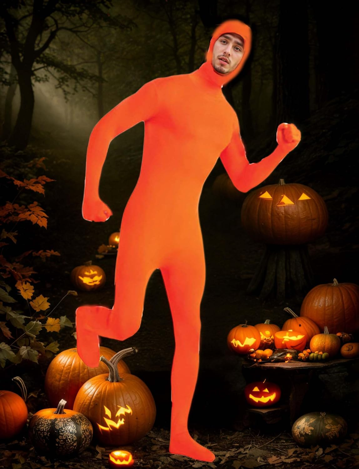 Funny Adult Halloween Costumes for Men or Women Book Week Costume Kids Invisible Man Costume Open Face Full Bodysuit Cosplay Spandex Screen Zentai Suit image number 5