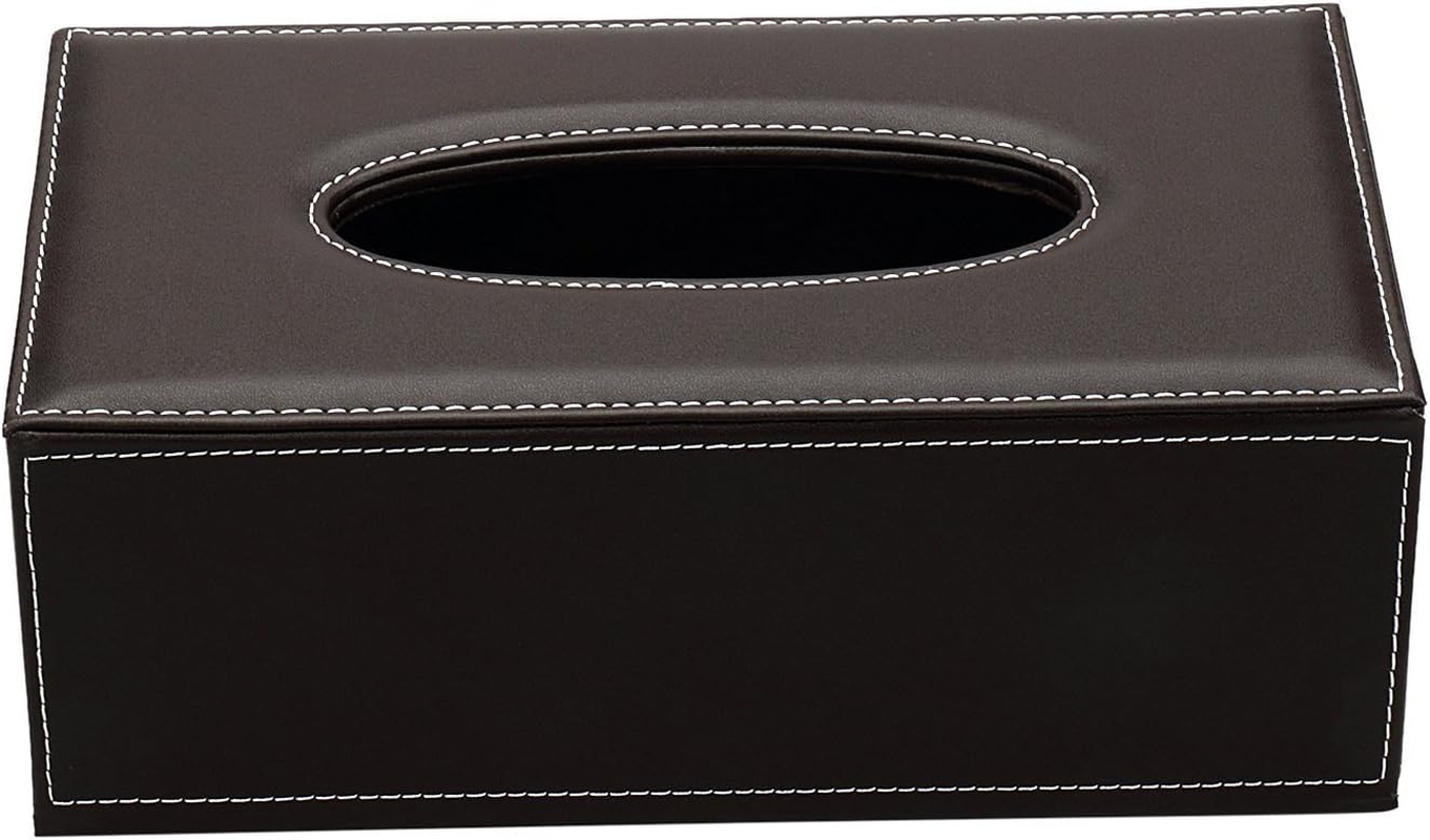 KINGFOM 3Pcs/Set Office & School Desktop Decor Organizer Supplies Including Tissue Holders, Pencil Holder, Business Card Dispenser Stand 3Pcs/Set Brown - Black image number 6