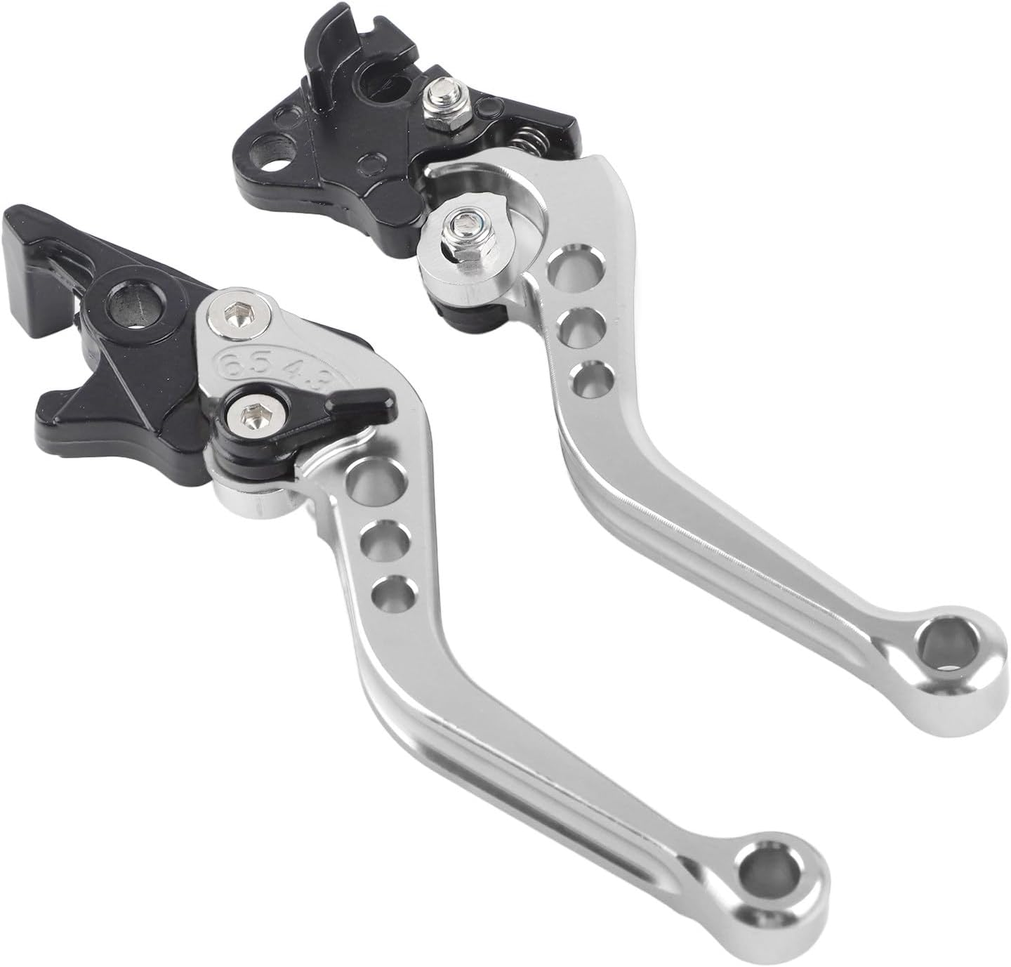 RASTKY Aluminum Brake Lever Handle for Motorcycle - Pair of Red Motorcycle Brake Lever Handle (Silver White) image number 2