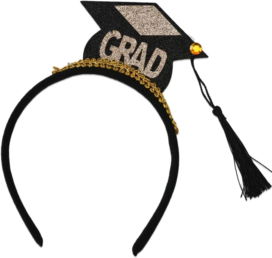 Graduation Cap Headband with Tassel for Women Men Mini Grad Headbands for Girls Boys Graduation Hair Accessories for Graduation Party Supplies Decorations image number 4