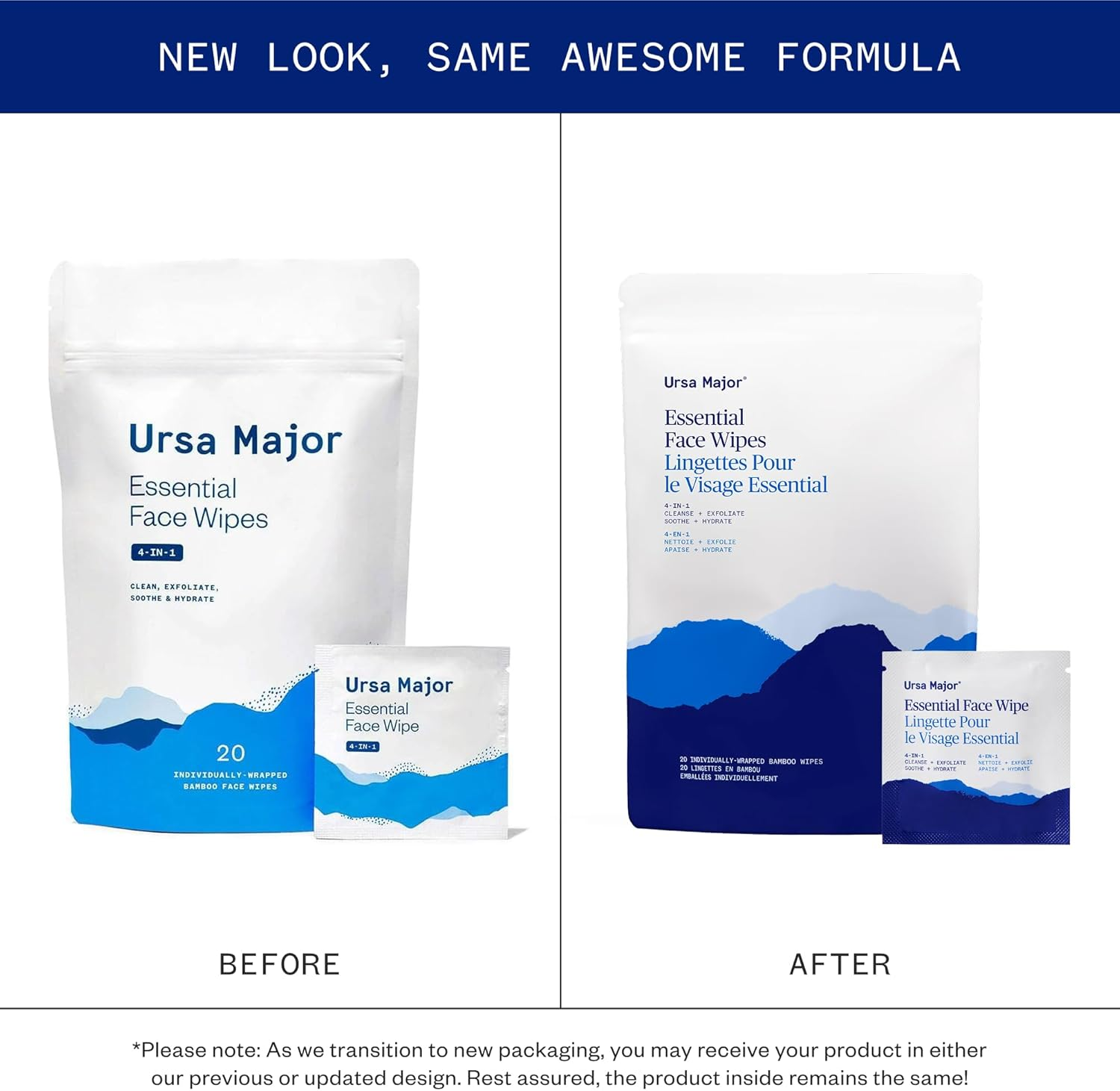 Ursa Major Essential Face Wipes - Tonic-Infused Natural Face Wipes to Reboot Dull Tired or Oily Skin with Aloe Bamboo and Green Tea (20 Individually-Wrapped Bamboo Wipes) image number 2