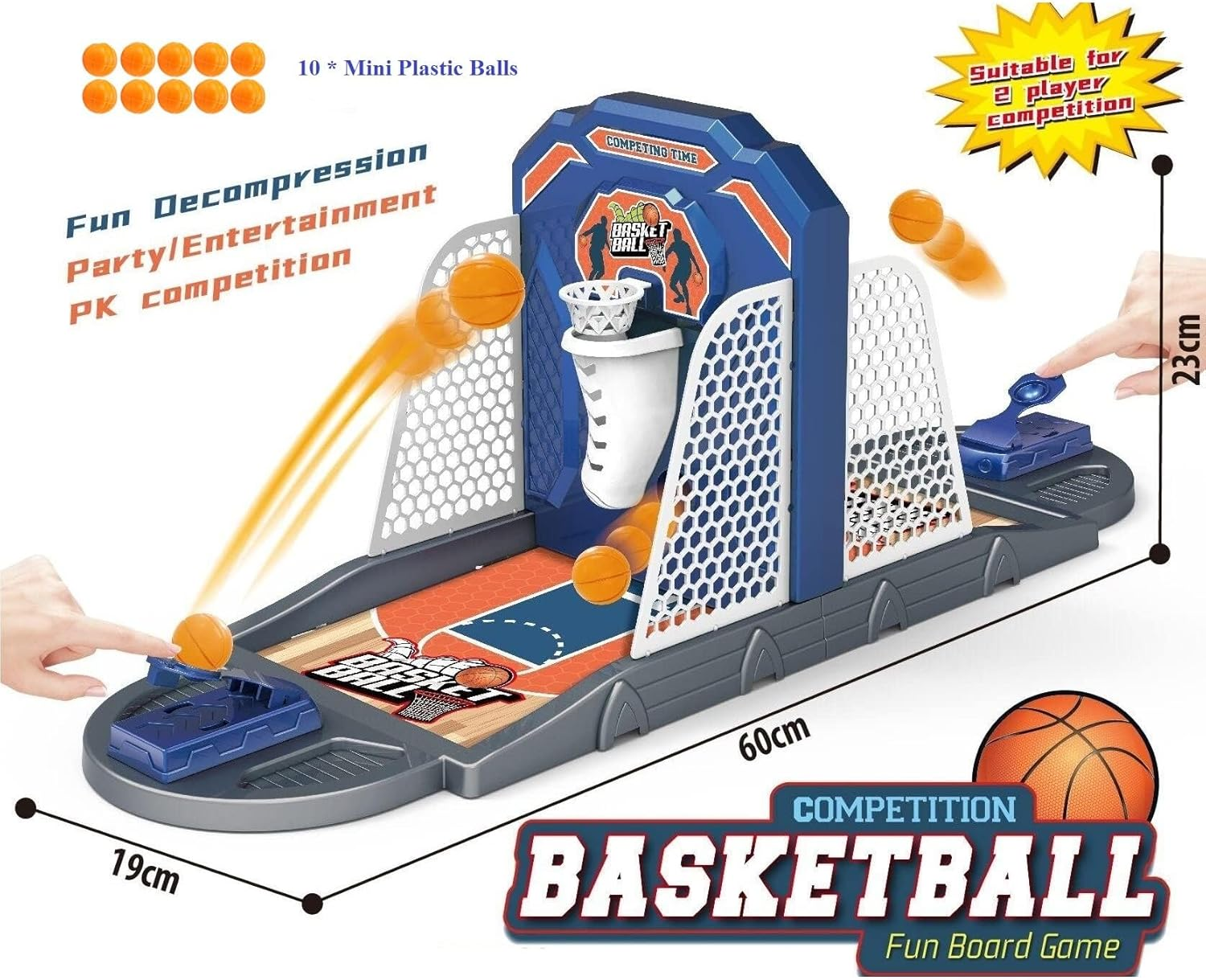 Basketball Shooting Game Toy, Desktop Table Basketball Games Set with Basketball Court, Move Basket, Light and Score Fun Sports Novelty Toy 24&rdquo;Finger Shoot Toy -Ideal for Kids & Adults image number 1