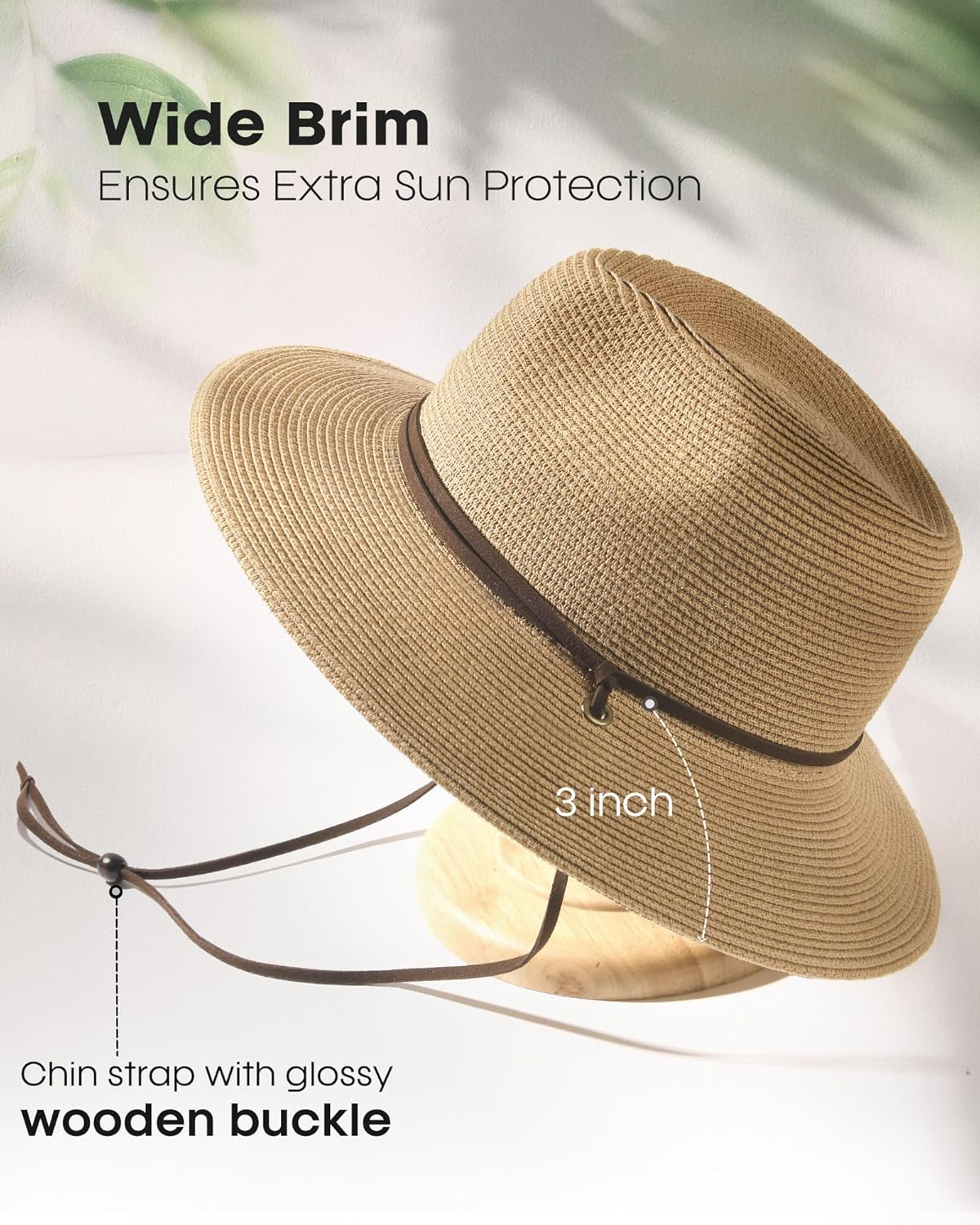 FURTALK Womens Sun Hat Summer Straw Beach Hats UPF 80+ Wide Brim Panama Fedora Hats with Wind Lanyard image number 6