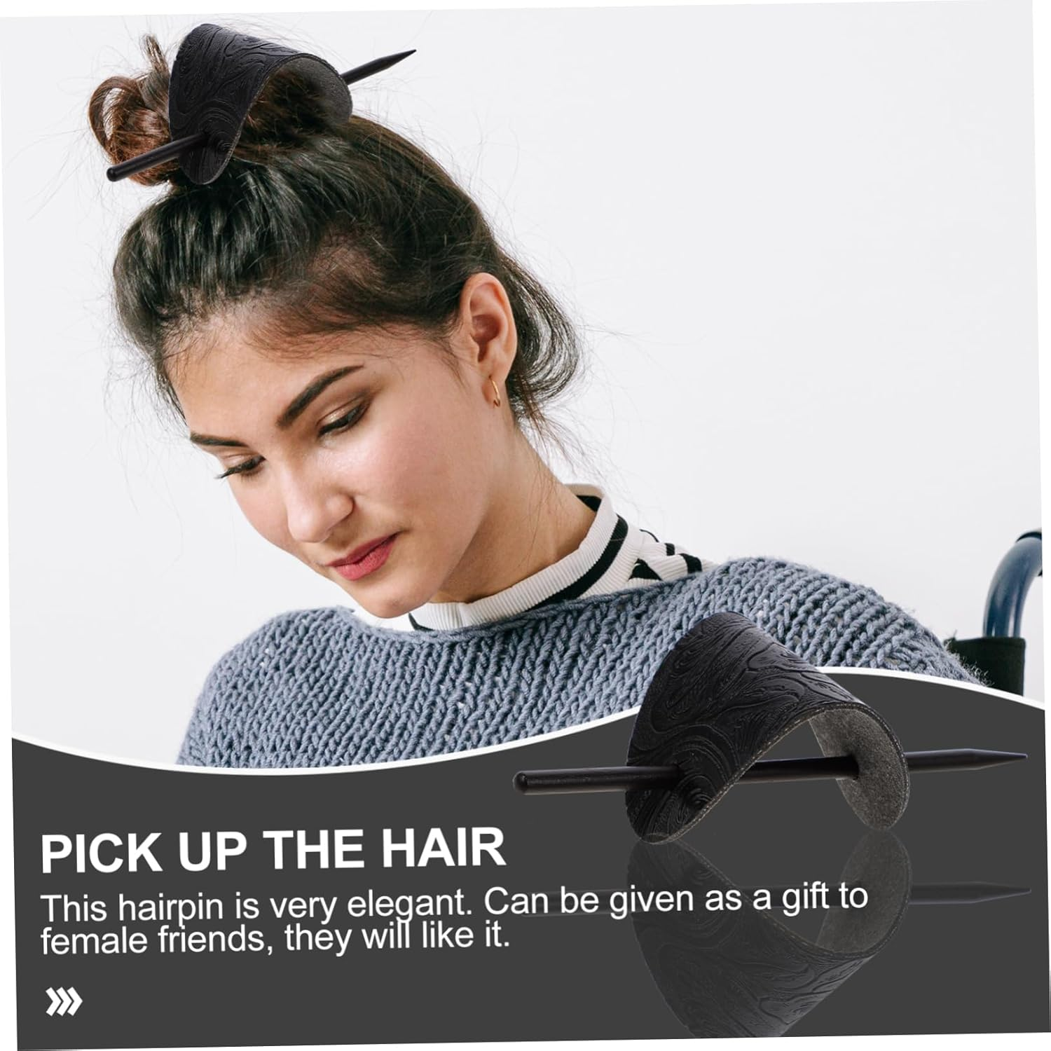 Beaupretty Leather Hair Pin with Stick Viking Hair Clips Metal Celtic Hair Stick Hair Clip with Rod Holder Clip European and American Miss Wood Pack of 3 image number 6