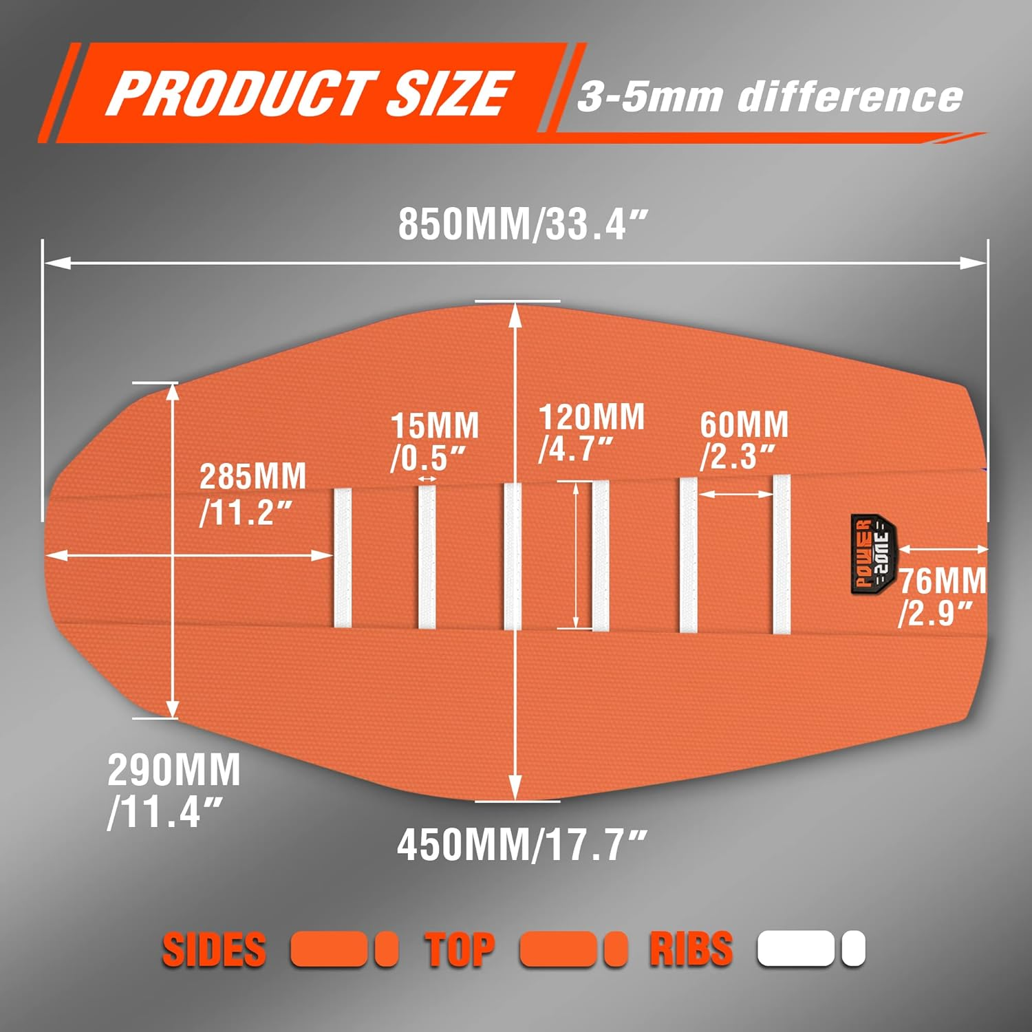 Dirt Bike Seat Cover - White Stripe Universial Seat Cover for Dirt Bike - Motorcycle Motorcross Enduro Seat Covers (Orange)