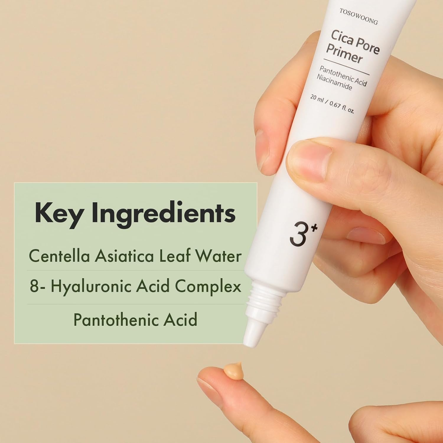 TOSOWOONG Cica Pore Primer, Face Primer, Pore Minimizer, Matte Finish Blurring Primer for Oily Skin, Sebum Control, Smooths Fine Lines & Wrinkles, Long-Lasting Makeup, K Beauty, 20Ml / 0.67 Fl. Oz. image number 1