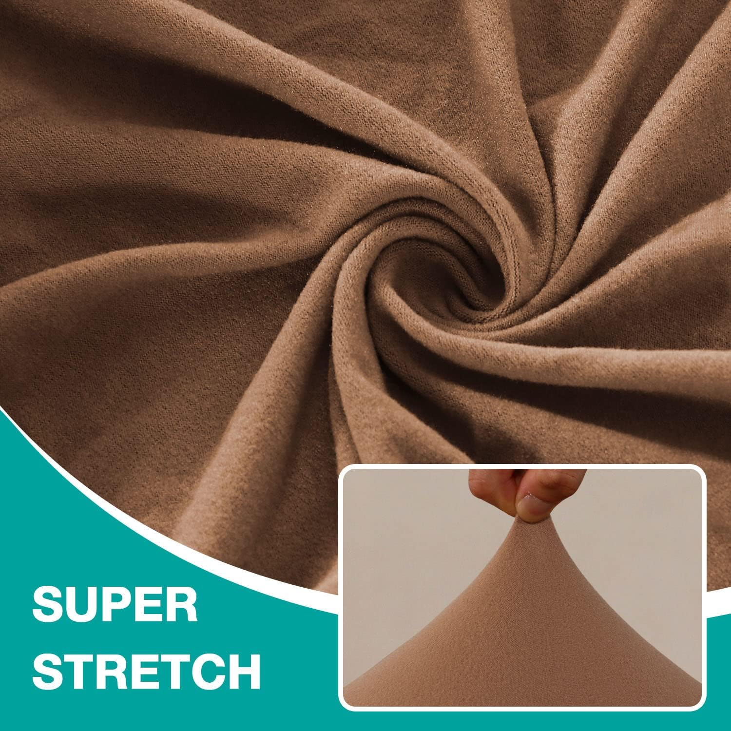 Princedeco 3 Pieces Stretch Sofa Seat Cushion Covers L Shape Separate Cushion Couch Thick Chaise Cover Elastic Fit Furniture Protector for Both Left/Right Sectional Couch (3 Seater, Camel) image number 5