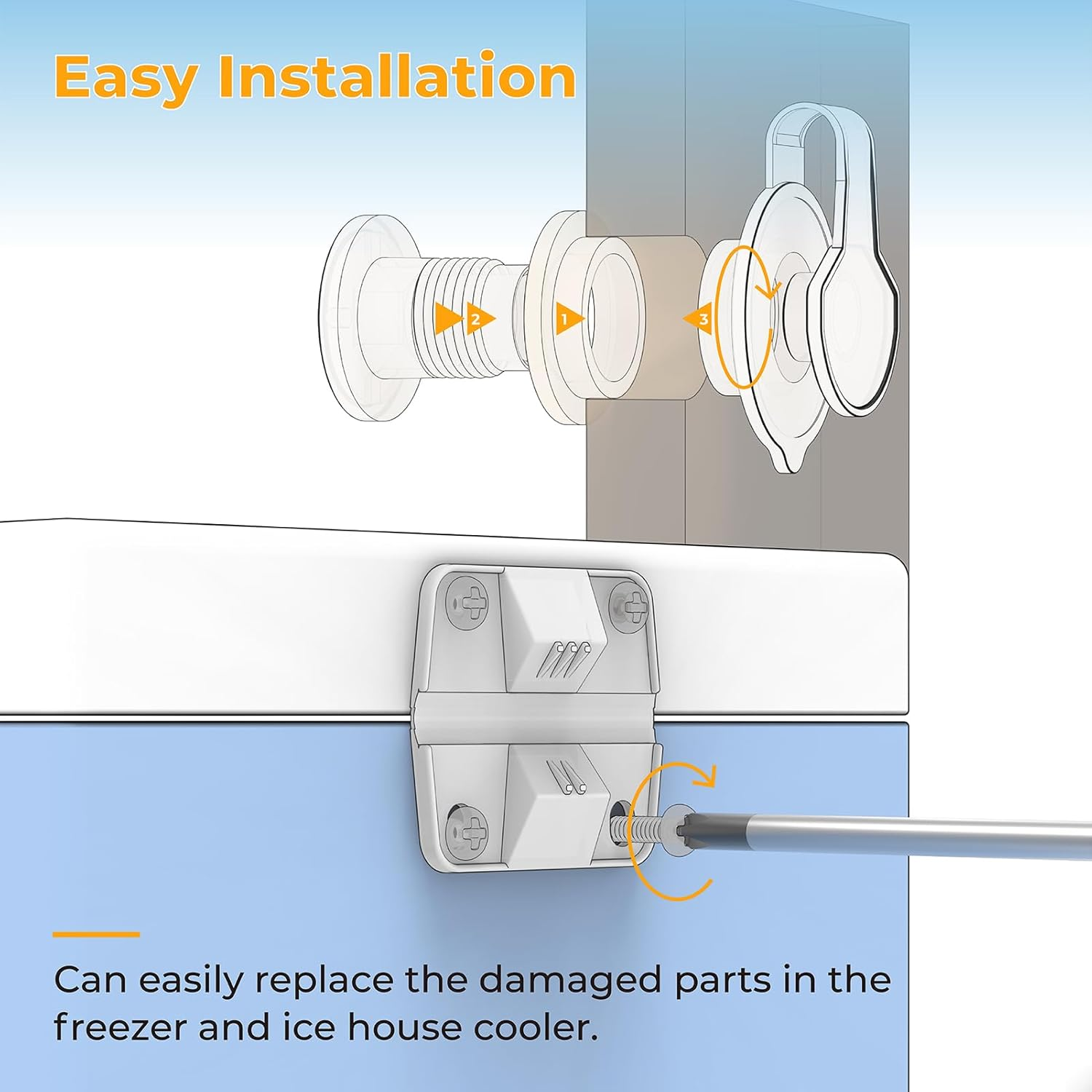 Cooler Replacement Parts Kit for Coleman,Ice Chest Plastic Hinges,Cooler Xtreme Drain Plug Assembly and Stainless Steel Screws Sets Compatible with Coleman Coolers（1.5" Shaft Length） image number 1