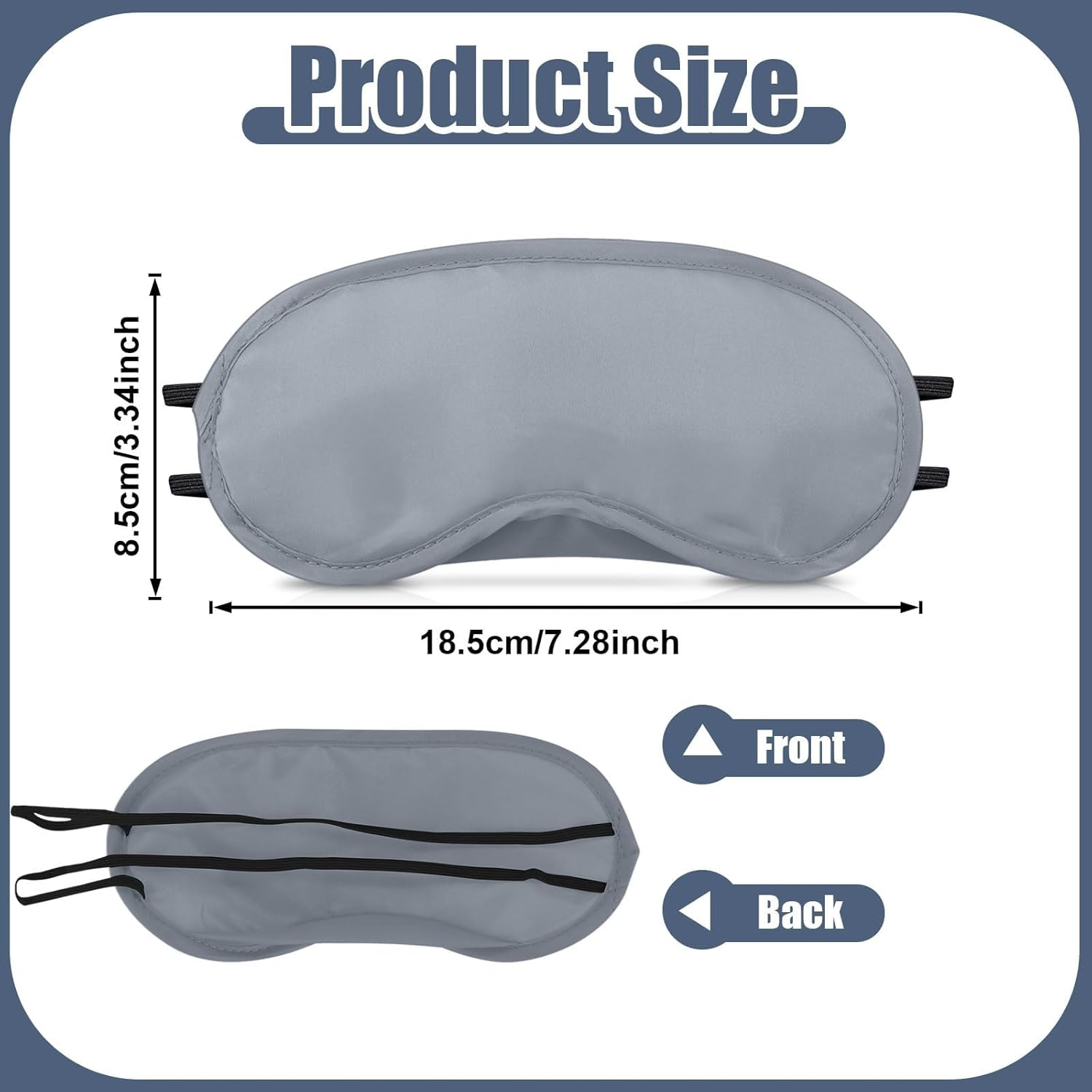 Silk Sleep Mask, 10 Pcs Eye Masks, Elastic Strap Soft Blindfold Travel Sleeping Artifact for Women, Men, Kids (Dark Gray) image number 4