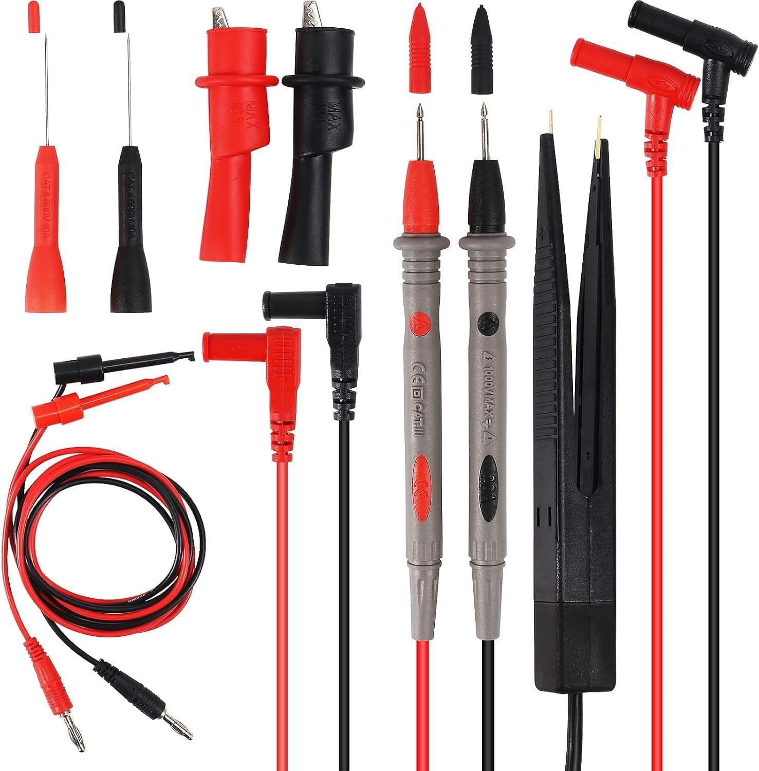 Electrical Multimeter Test Leads Set, Professional Test Leads Set with Alligator Clips, Test Hook, Test Probes Lead Kitfor Digital Electrical Testing image number 6