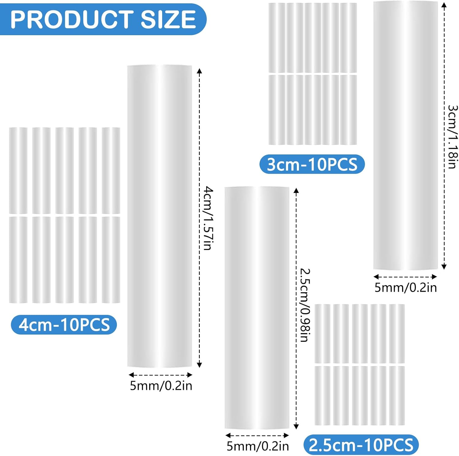 50Pcs Rope Head Sealing Heat Shrink Tubing Aglets for Shoelaces, 3 Sizs Shoe Lace Ends Tips for Shoe Strings, Sneaker Shoe Lace Shortening Repair Aglet Tips, Clothing Rope Heads image number 5