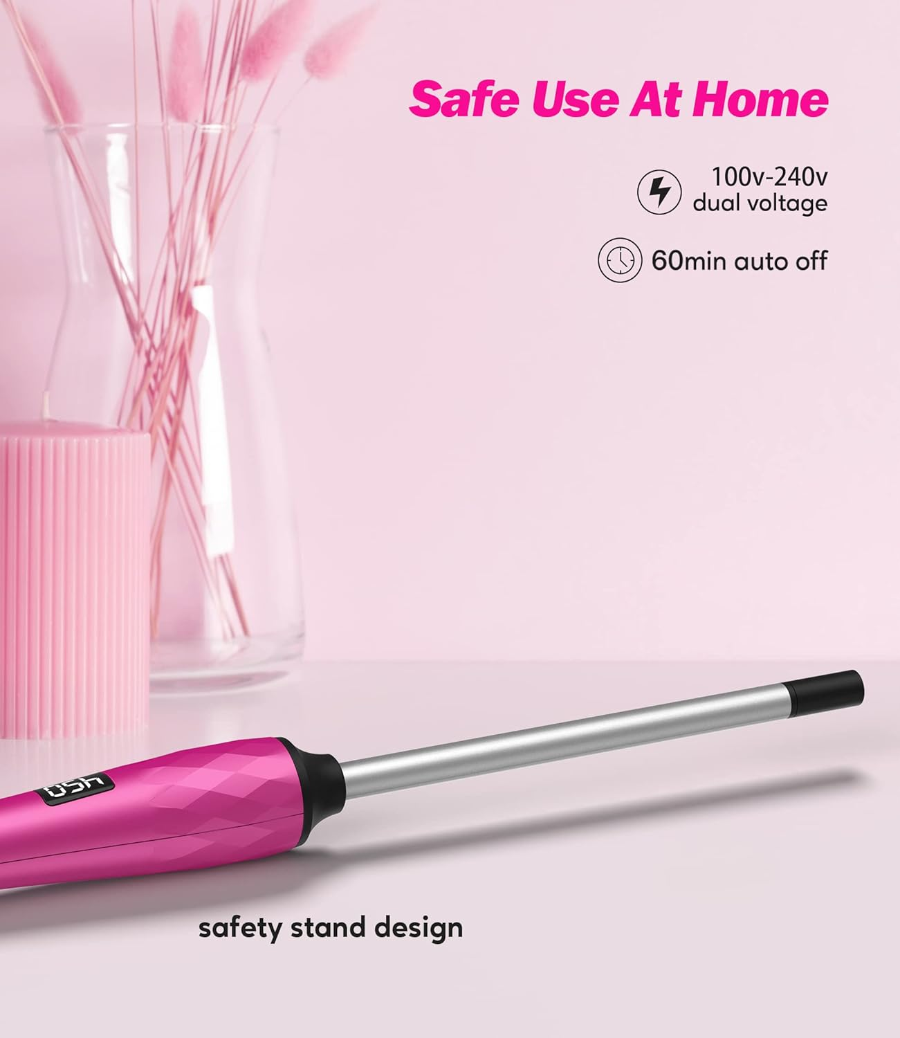 FARERY Small Curling Wand, 3/8 Inch Curling Iron for Short & Long Hair, Ceramic Small Barrel Curling Iron with Argan Oil & Keratin Infused, 30S Fast Heat Up, 12 Adjustable Temperature, Glove Included image number 5