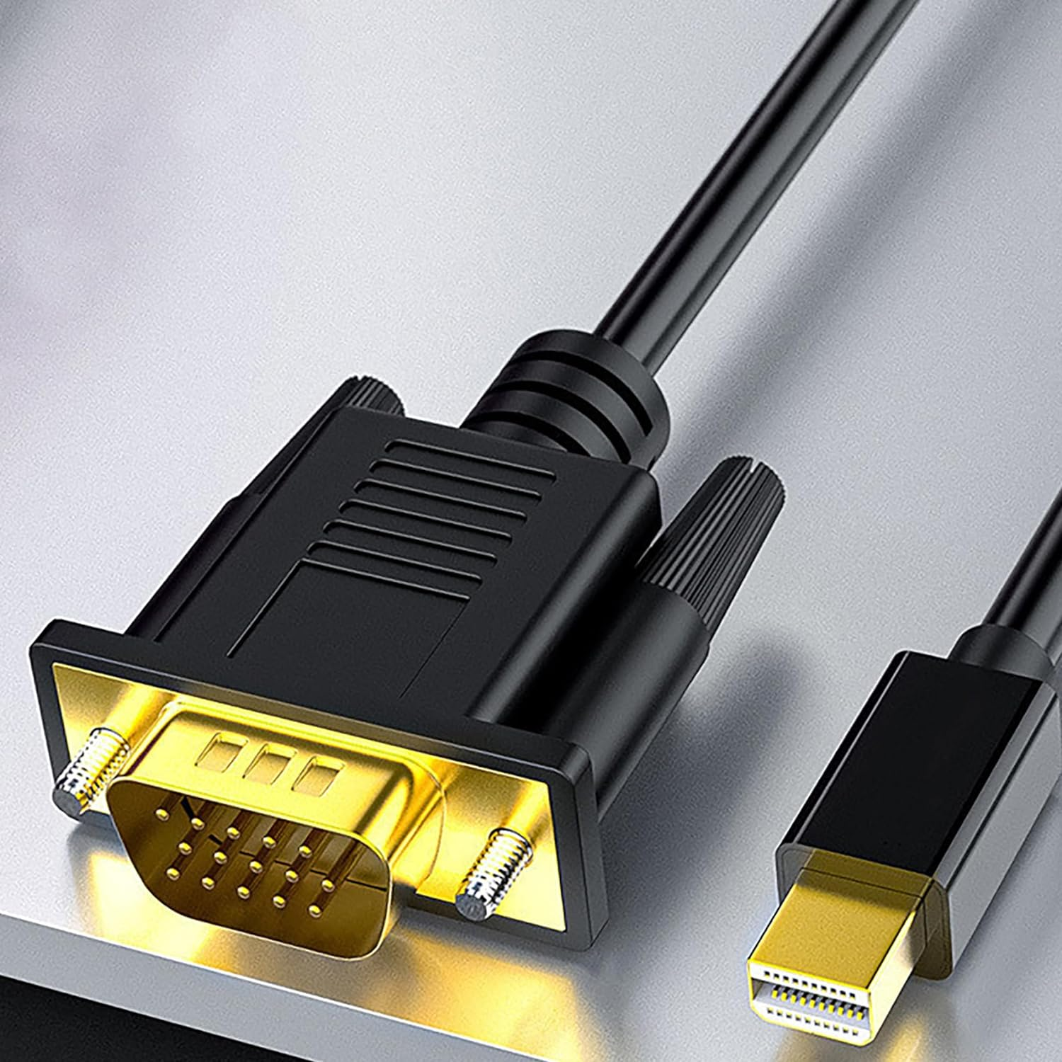 Tunghey Mini Displayport to VGA Cable, Mini Display Port DP to VGA Cable Adapter Male to Male (Thund-Erbolt and Thund-Erbolt 2 Port Compatible) for Monitor Display HDTV and Projector (1.8M) image number 2