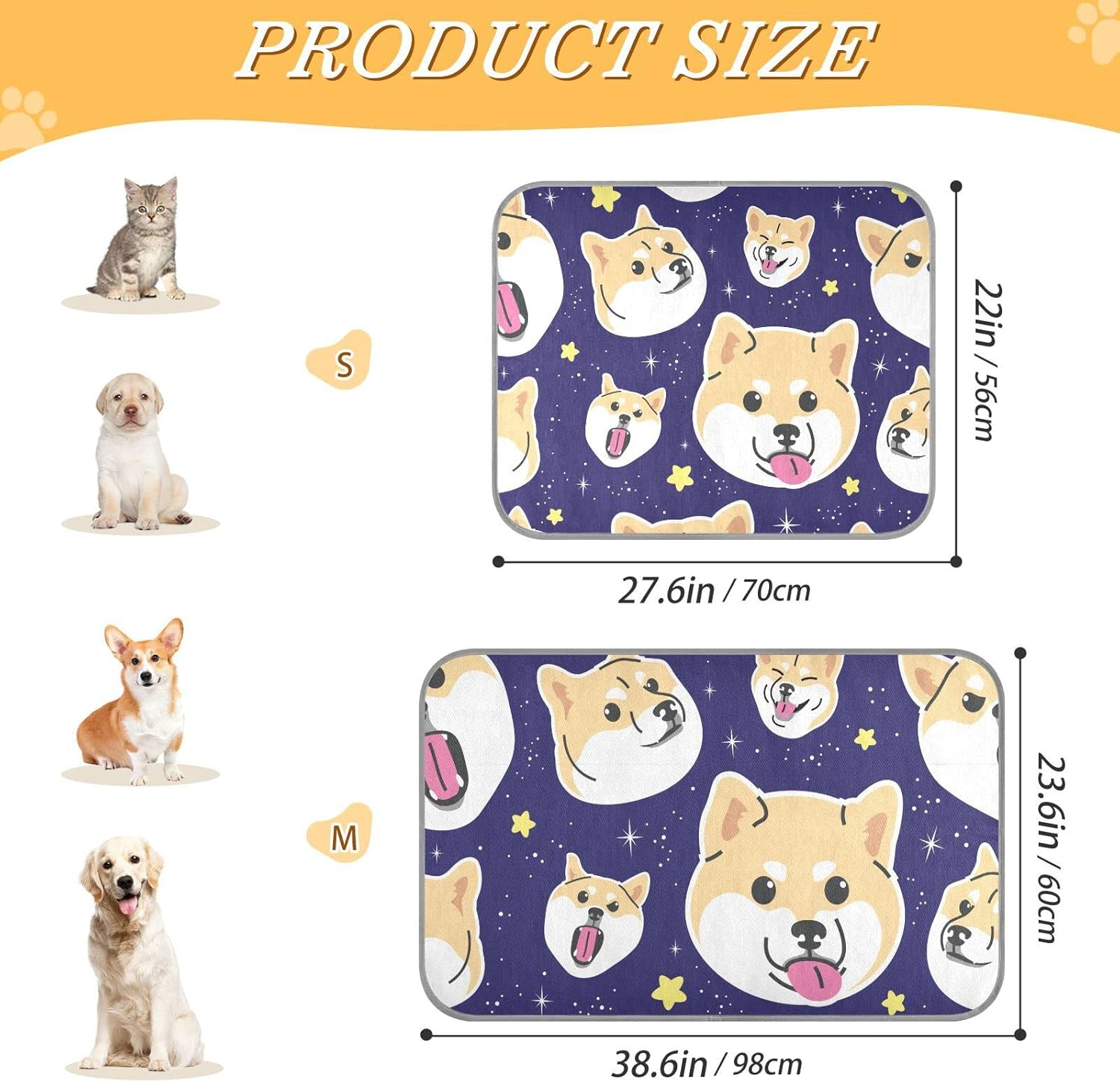 AIXIWAWA Shiba Inu Space Pet Cooling Mat for Cats Dogs Print, Summer Self Cooling and Sleeping Pad Small Size Non Toxic image number 6