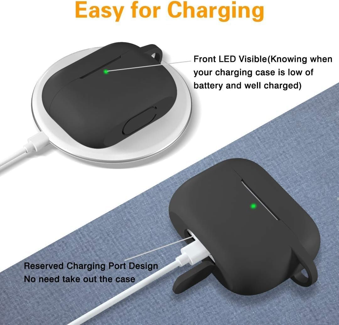 Rorupopo for Airpods Pro 3 Case,Waterproof Silicone Airpods Pro 3 Case Cover,Shockproof Full Protective Cover with Carabiner-Black - Pink image number 5