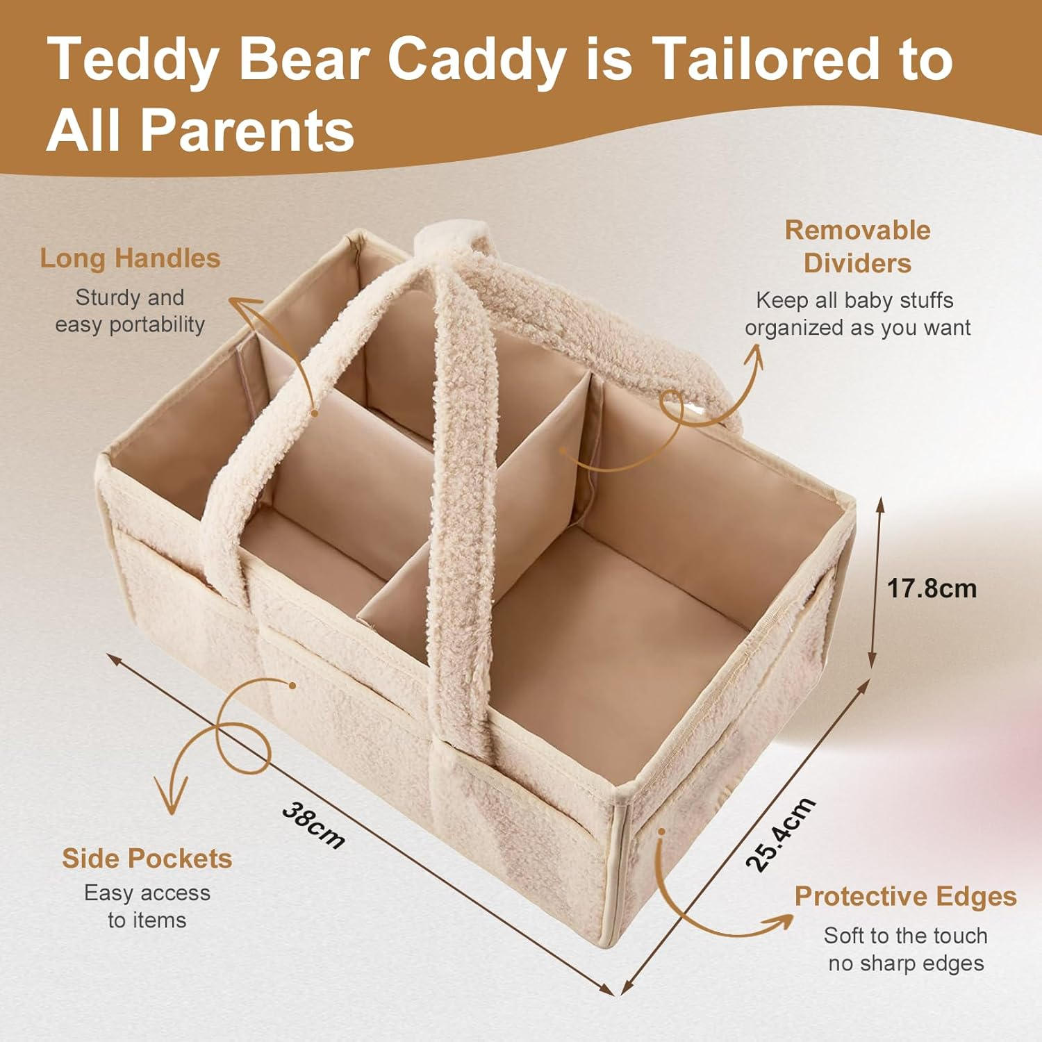 Baby Nappy Caddy Organiser, Large Diaper Caddy Organizer for Wipes and Diapers, Portable Organizer for Changing Table, Car, Travel Pink