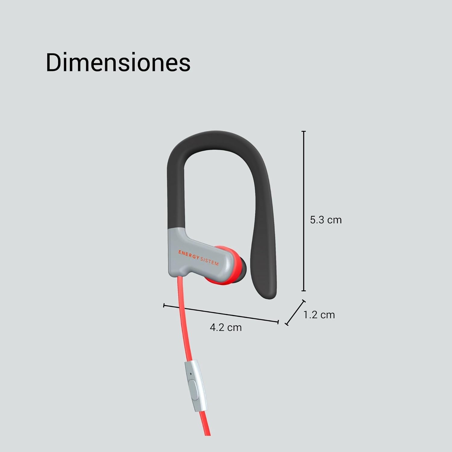 Energy Sistem Sport 1 &ndash; Sports Headphones (1.2 M Cable, Mini Jack 3.5 Mm, Built-In Microphone, Secure-Fit, Sweatproof, Control Talk) Red image number 2