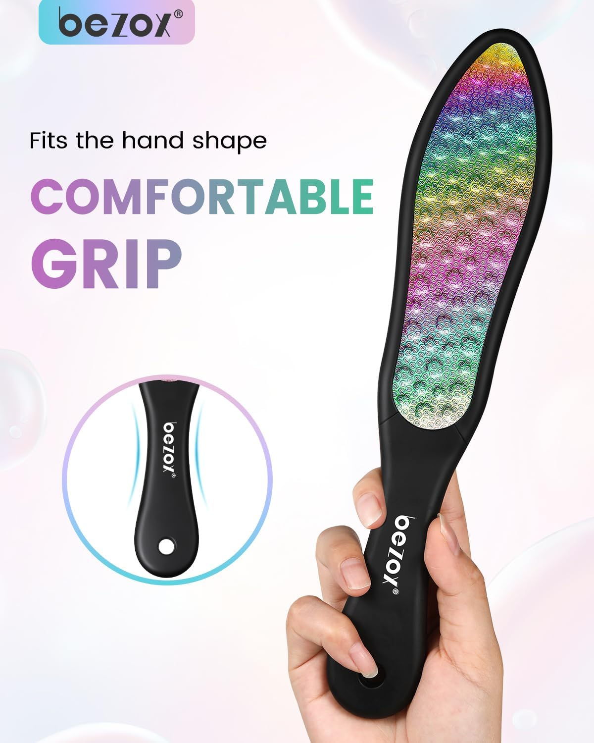 BEZOX Premium Foot File, Double Sided Pedicure Rasp, Dead Hard Cracked Skin, Callus Remover, Portable Foot Care Tool, Heavy Duty Stainless Steel (Rainbow) image number 1