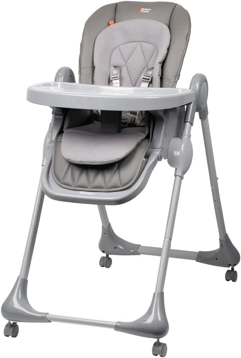 Mother&rsquo;S Choice Strand Hi-Lo Highchair (Mineral Grey)&ndash; Adjustable Recline, Removable Tray & Padded Seat for Babies 6&ndash;36 Months image number 1