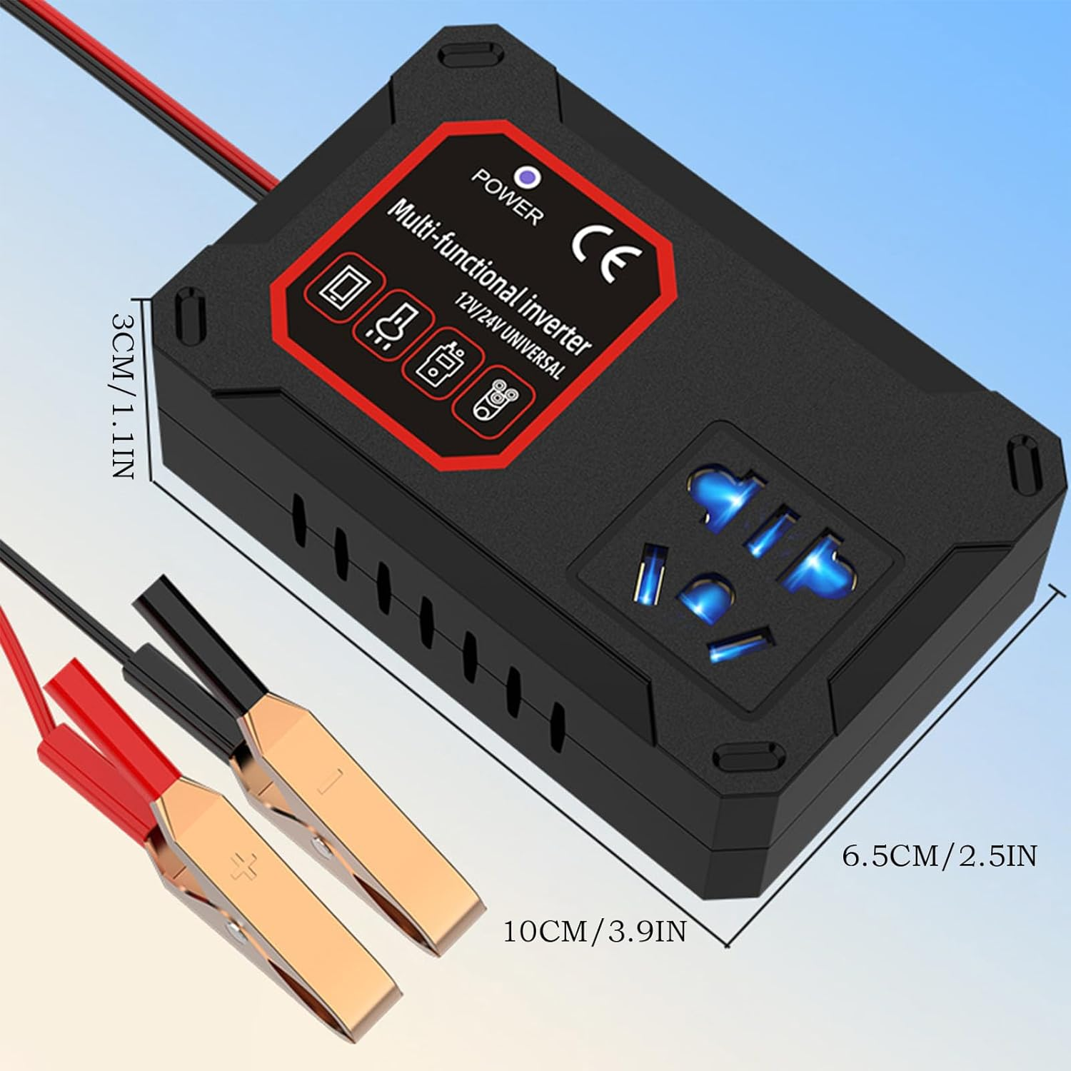 Battery Inverters for Vehicles | Vehicle Adapter Outlet with Charging Port,Versatile Road Trip Plug-In Charger Adapter for Cell Phones, Drones image number 1