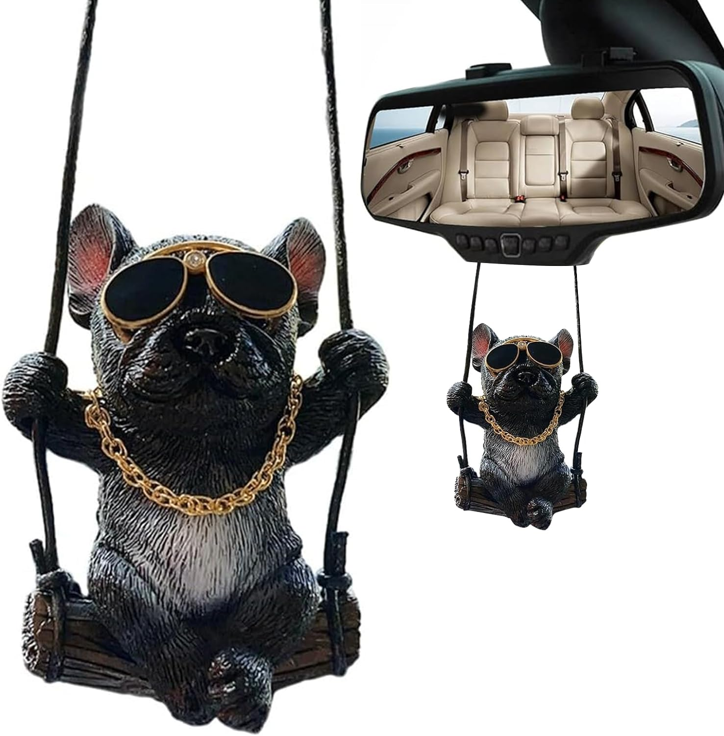 Car Hanging Accessories, Bulldog Car Accessories, Car Accessories Interior, Cute Car Mirror Hanging Accessories for Women/Men Automotive Accessories Car Decor Rear View Mirror Small Gifts image number 5