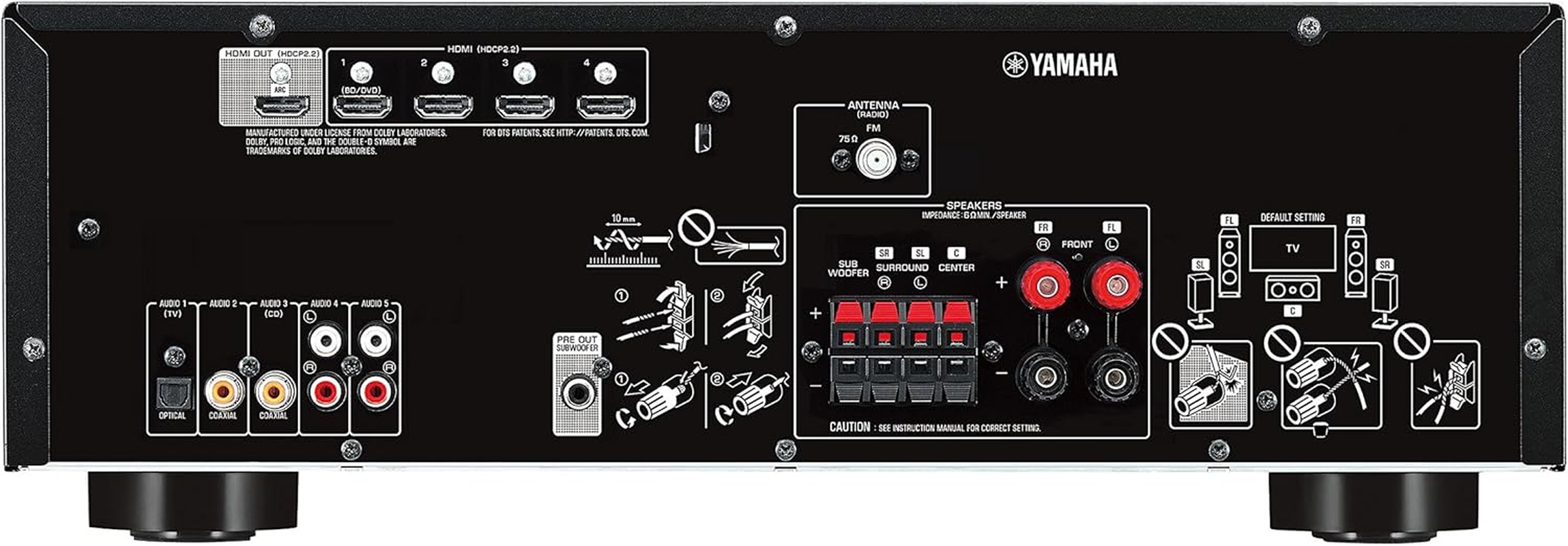 Yamaha HTR-2071 5.1-Channel AV Receiver with Cinema DSP and Compressed Music Enhancer, Black