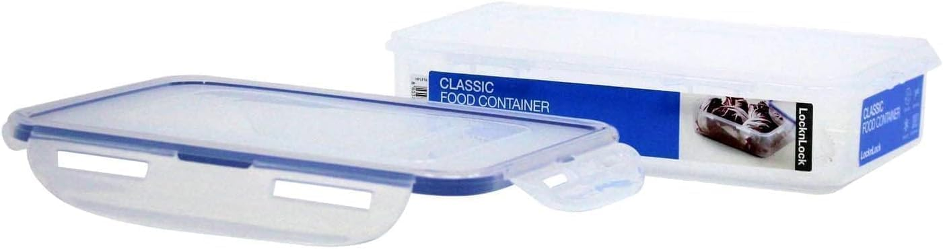 Lock & Lock Classic Rectangle Short Food Container, Clear/Blue Seal, 70062 image number 4