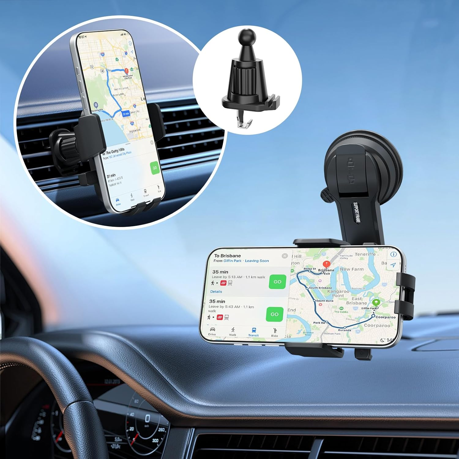 3-In-1 Car Phone Holder, Ultra-Stable and Shockproof, for Dashboards, Windshields, and Air Vents, 360&deg; Adjustable Angle, Suitable for All Smartphones image number 6