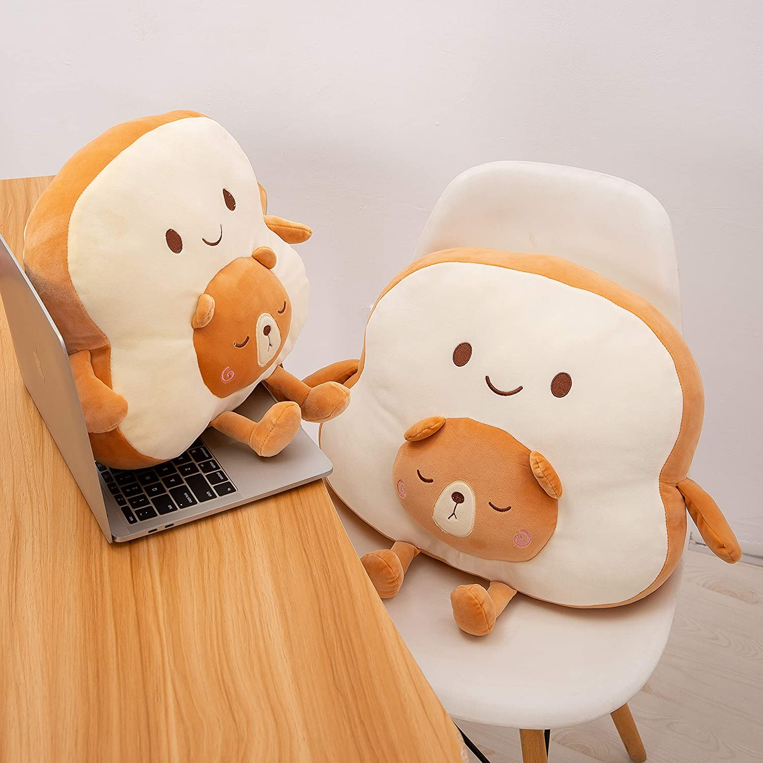 SQUISHY DOT Kawaii Stuffed Animal, Toast Plush Pillow, Cute Cushion, Throw Pillow, Stuffed Bread Plushie, Sliced Bread Toy, Cute Japanese Anime Plush Cushion image number 4