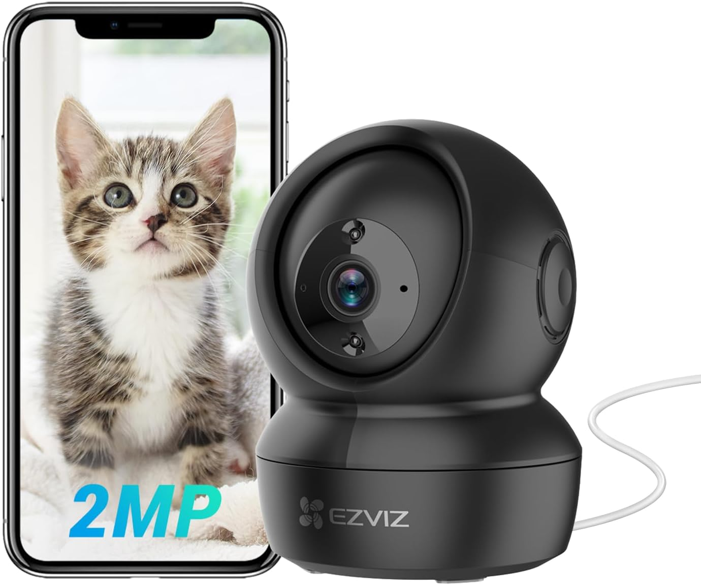 EZVIZ Security Camera, PTZ 360 1080P Indoor Wifi Camera, Home Surveillance Camera, Motion Tracking, Night Vision, 2-Way Audio, Baby/Pet Monitor, Sd/Icloud Storage, Alexa, Google Assistant (C6N Black) image number 3