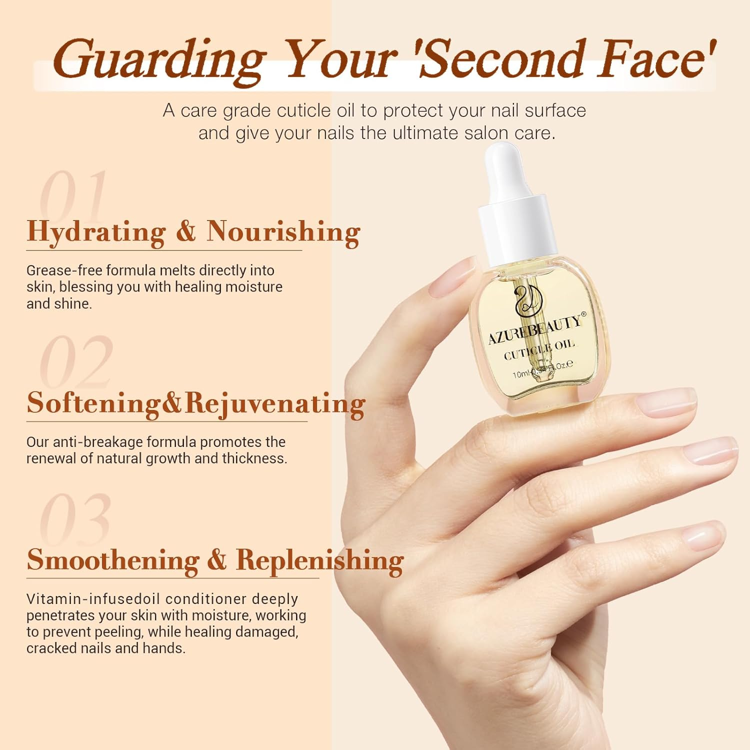 Cuticle Oil, 10Ml Natural Nail Nourishing Oil & Cuticles Care Strengthener Oil with Vitamin E and Keratin - for Repair, Moisturize, and Strengthener for Damaged Nails image number 3