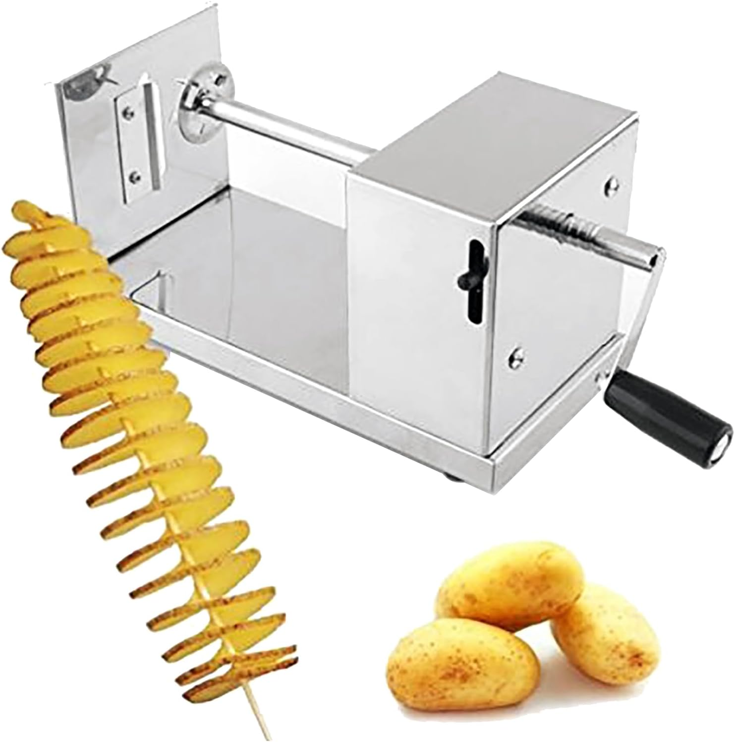 TECHTONGDA Manual Stainless Steel Potato Chips Slicer Spiral Twister Vegetable Cutter Tornado Potato Slicer French Fry image number 1