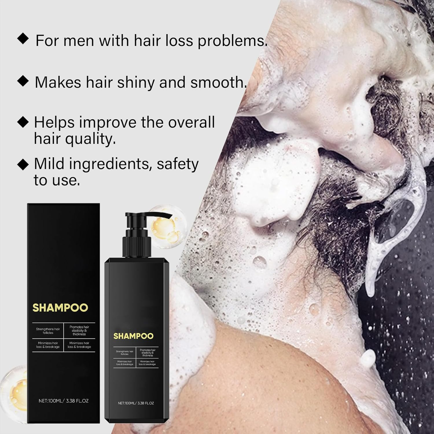 Activator Shampoo for Men, Hair Thickening Shampoo, Prevent Loss, Repair, Smooth and Strengthen Hair, Keep in Good Condition, Maintaining Healthy, Improve Thinning Hair (2Pcs) image number 4