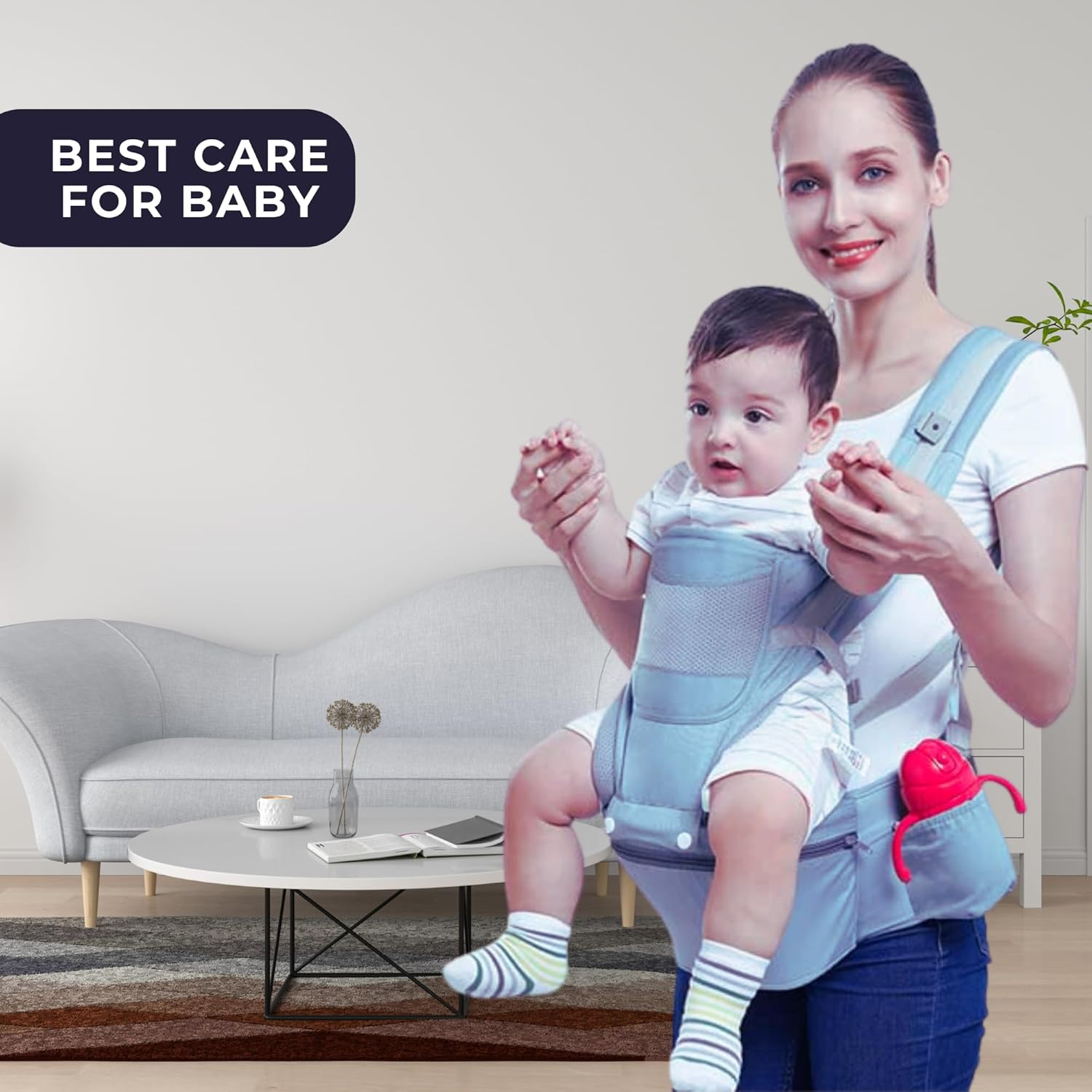 Baby Carrier -Make Every Outing with Your Baby Easy, Comfortable, and Safe with Our Premium Ergonomic Baby Carrier, Designed to Support Both You and Your Little One! image number 4