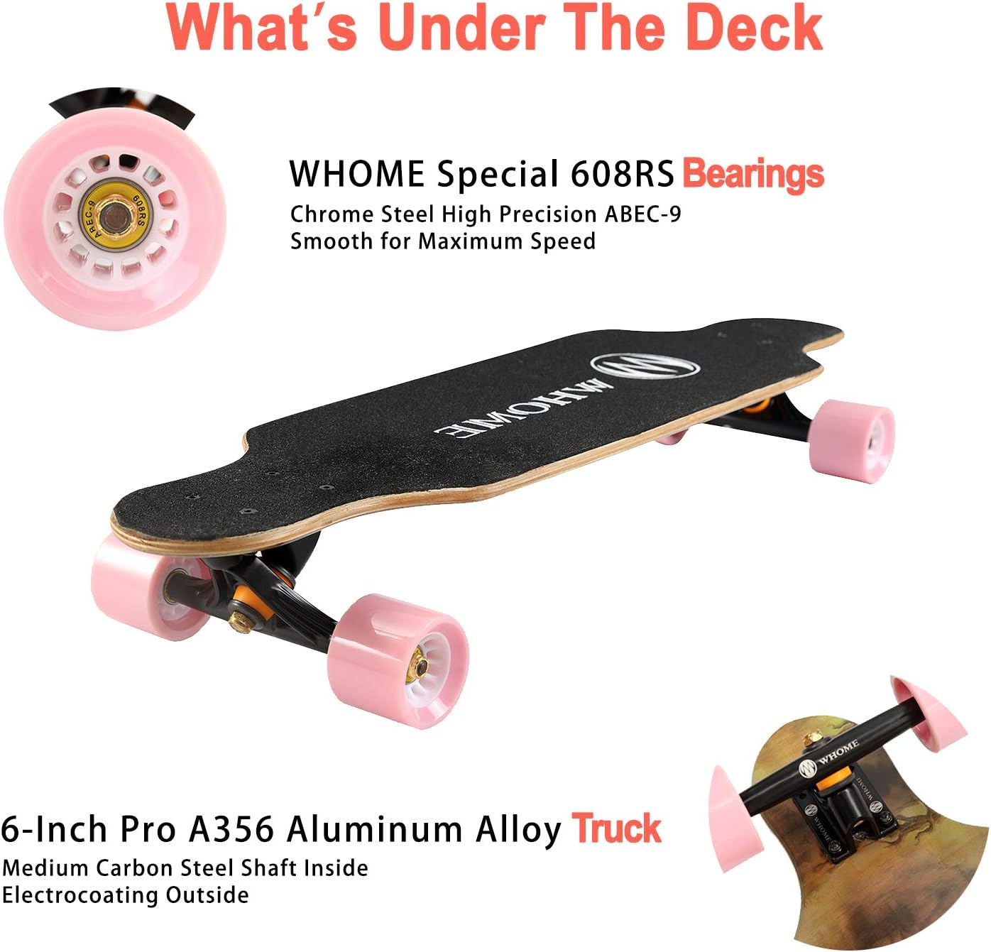 WHOME Longboard Skateboard - 31" Small Long Boards for Adults/Kids Teenagers/Girls Beginners/Boys Pro Cruiser Dancing Longboards with T-Tool