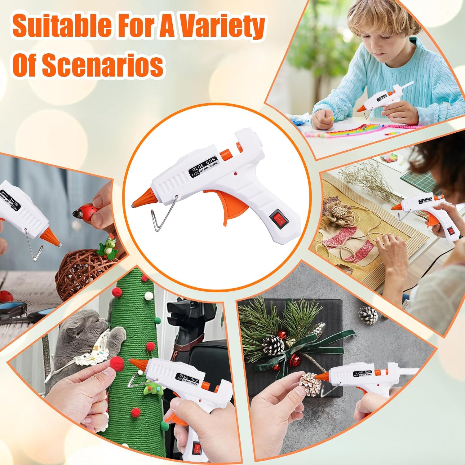 Mini Hot Glue Gun with 60Pcs Glue Sticks-10Cm, 30W Fast Heating Hot Melt Gun, Lightweight Craft Gun for DIY, Home Repairs, Kids' School Projects. (505 White) image number 5