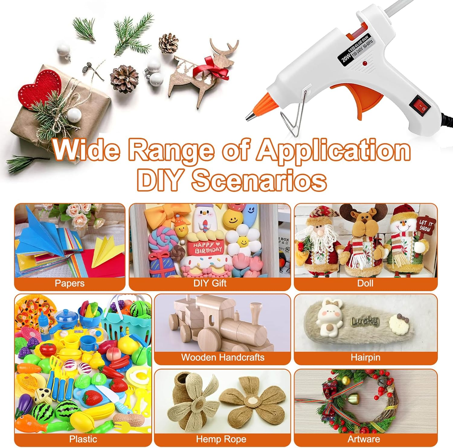 Mini Hot Glue Gun with 40 Glue Sticks, Fast Heating Hot Melt Gun, 20W Glue Gun Kit, Lightweight Craft Gun for DIY, Home Repairs, Kids' School Projects - White image number 4