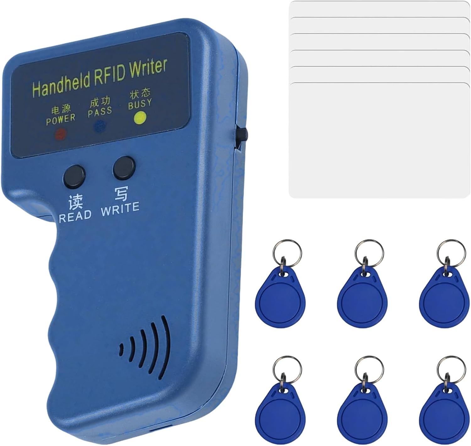 Tzylomirx RFID Reader Copier & Writer - Handheld Portable RFID Duplicator for T5577 Cards, Compact RFID Device for Home and outside (6 Pack T5577 Keychains and 6 Pack T5577 Cards) image number 5