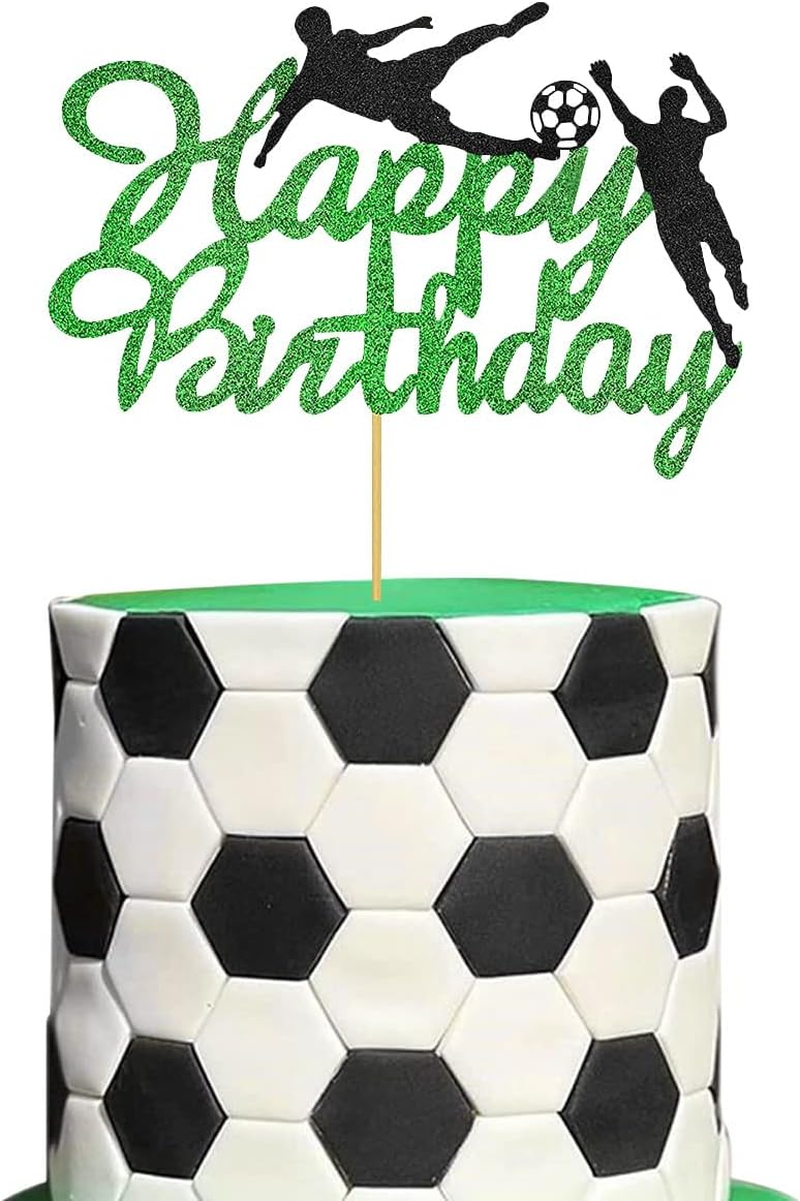 1 Piece Soccer Football Cake Topper Creative Football Player Cake Decoration Green Black for Man Boy Girl Sports Theme Birthday Party Cake image number 3