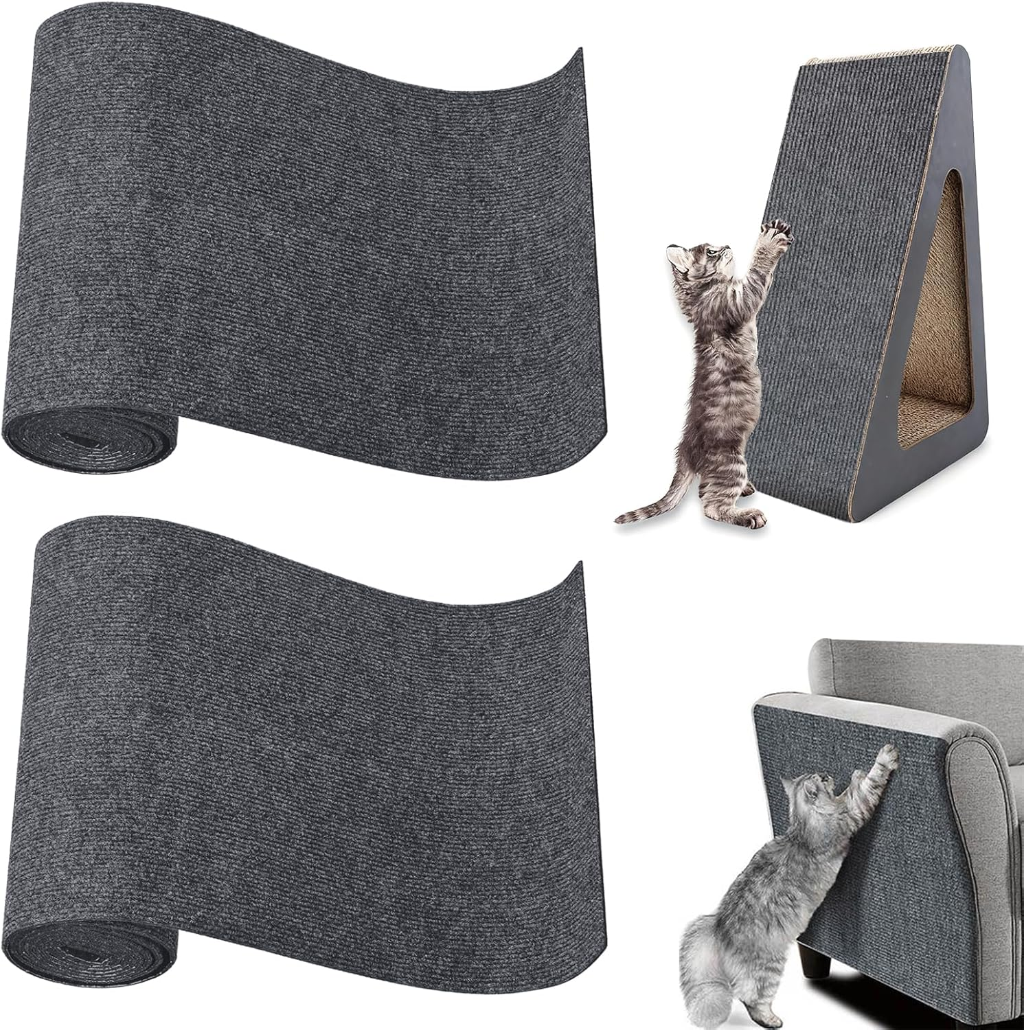 Pack of 2 Self-Adhesive Scratching Mat, 200 X 40 Cm, Scratch Protection, Sofa Scratching Mat, Trimmable Scratching Board, Wall Cat Scratching Mat, Thickened Scratching Boards, Cat Wall for Furniture image number 3