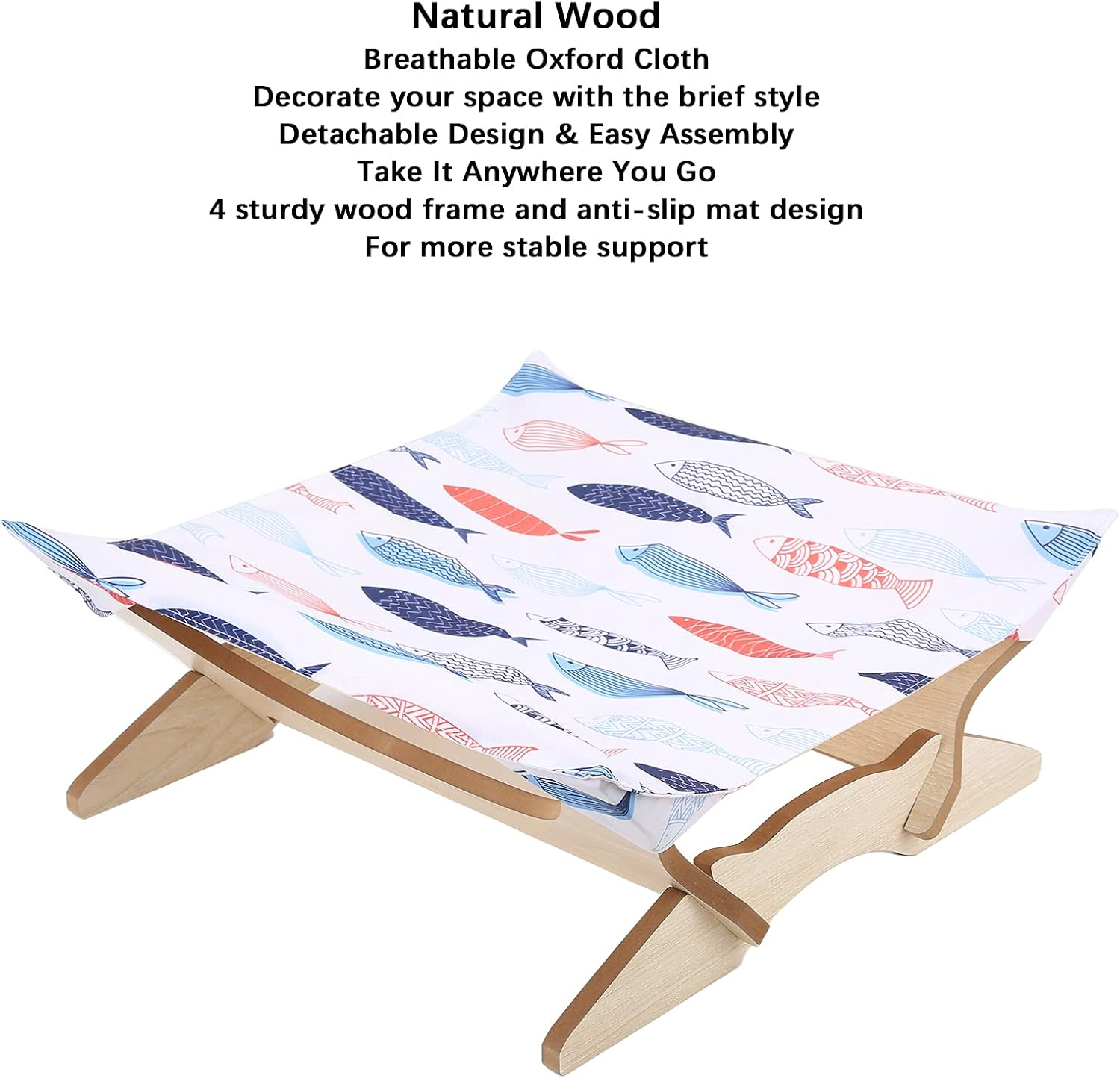 Chic & Comfy Detachable Wooden Cat Hammock,Sturdy and Safe Oxford Fabric Hanging Bed for Felines and Small Canines Ideal for Home and Outdoor Use image number 5