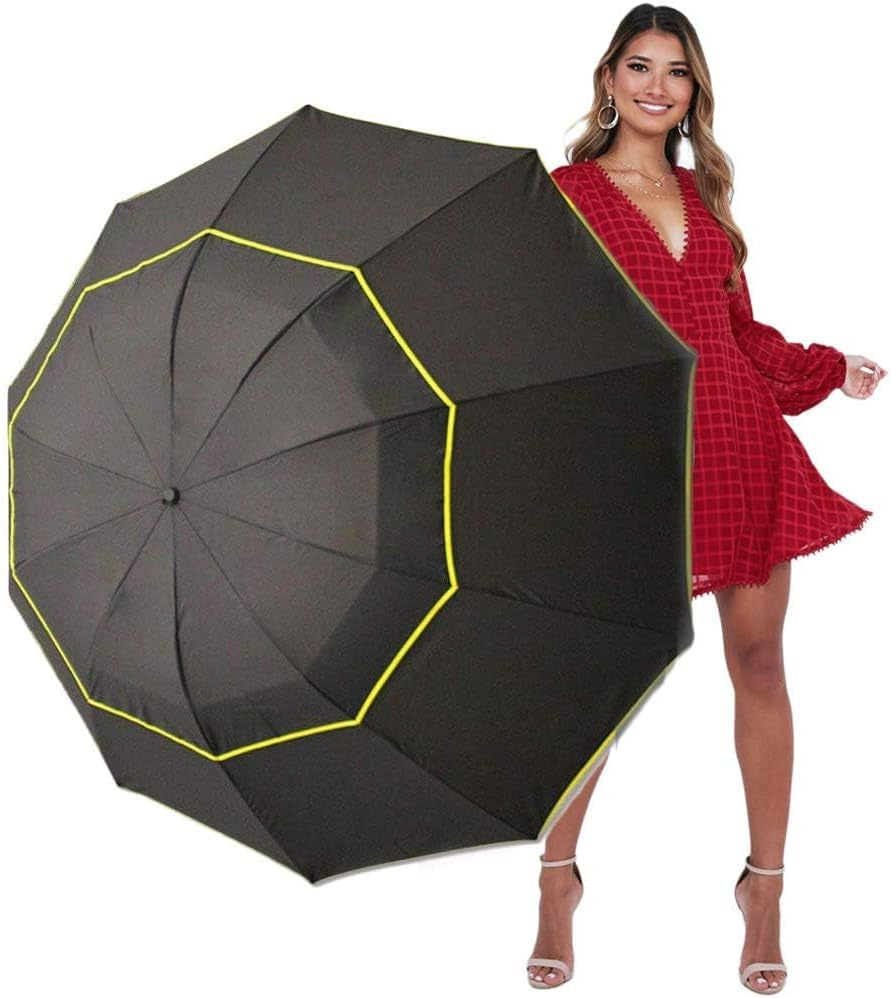 Kalolary 62 Inch Extra Oversize Large Compact Golf Umbrella，Double Canopy Vented Windproof Waterproof Stick Umbrellas for Women & Men