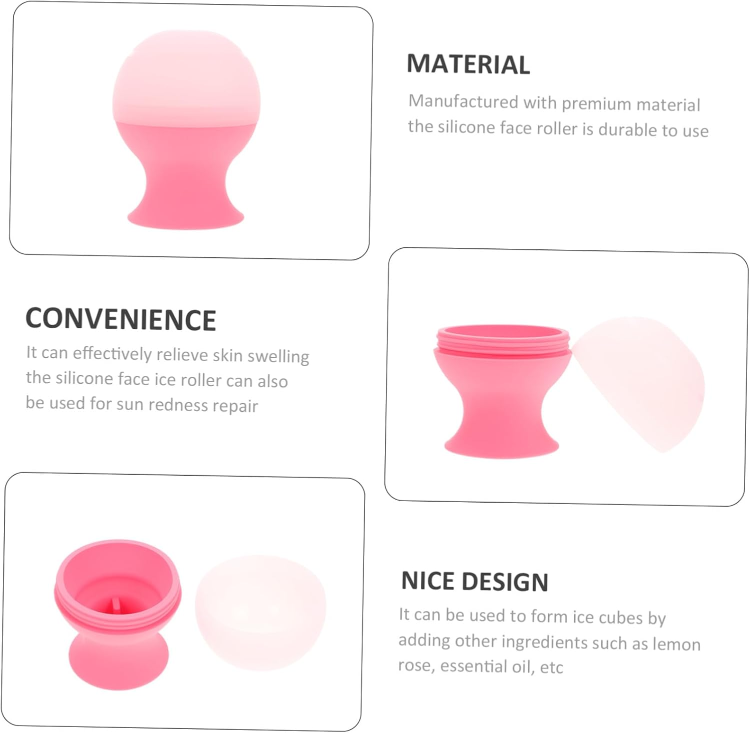 CATIEBYE Silicone Face Ice Roller Mold for Skin Care Facial Ice Roller for Eye and Face Massage Pink Facial Silicone Icing Tool for Reducing Puffiness and Improving Elasticity image number 1