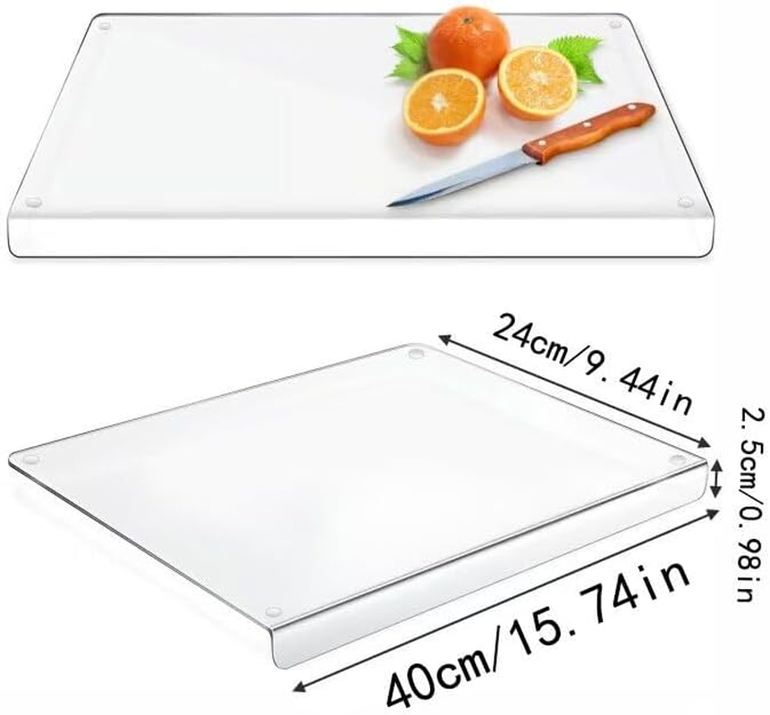 Acrylic Kitchen Cutting Board with Counter Lip, Non-Slip, Extra Thick, Clear