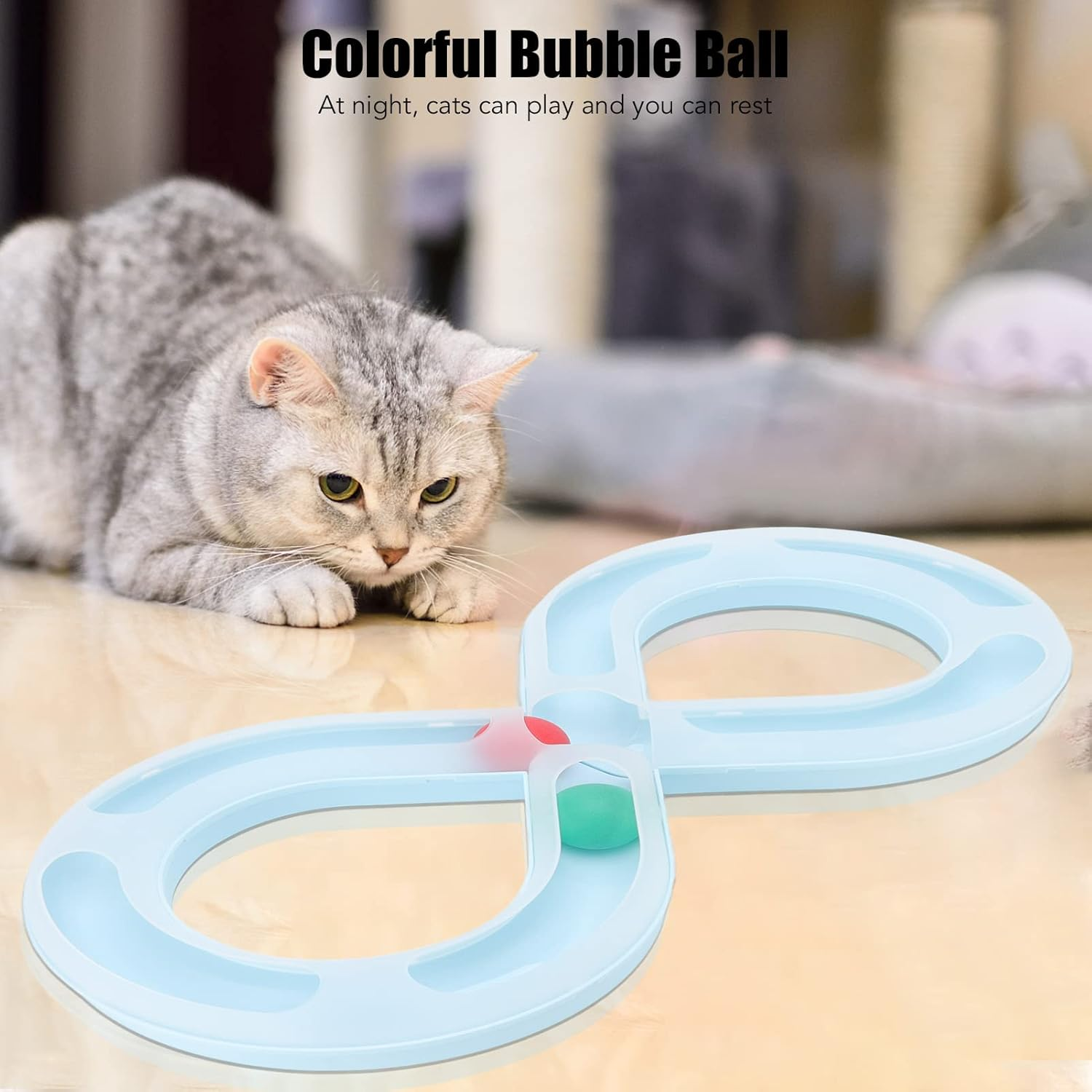 EVTSCAN Interactive Cat Toys for Indoor Cats, 8 Shaped Track, Automatic Cat Toys, Cat Chase Toy, for Kitten Mental Physical Exercise image number 5