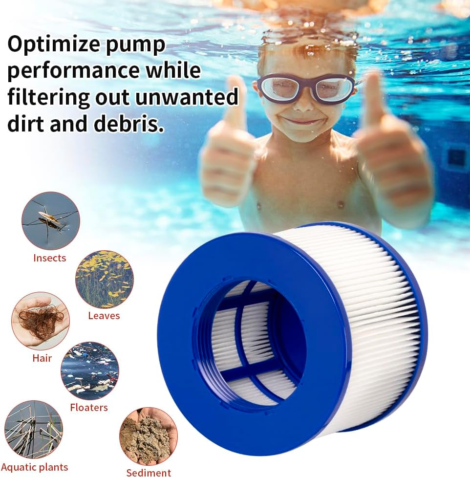 Wuyan 2 Pack Swimming Pool Filter Compatible for GYMAX & Most Hot Tub, Massage, Inflatable, Swimming Pool,75 X 100 Mm Filter image number 5