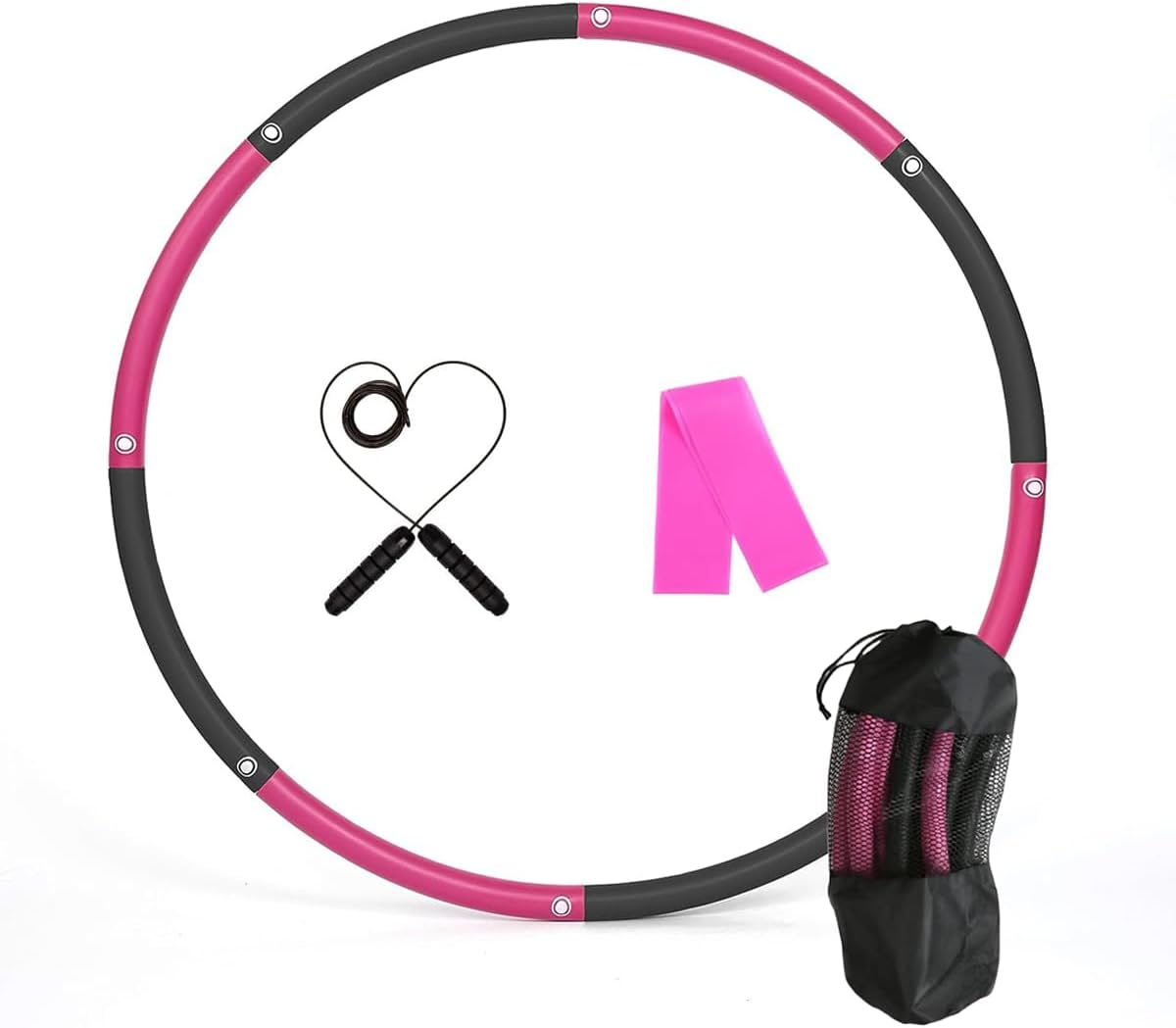 Fitness Hula Hoop Adult Beginner - Hula Hoop for Adults - Detachable and Portable - Exercise Holahoop with Jump Rope, Resistance Band and Carry Bag image number 4