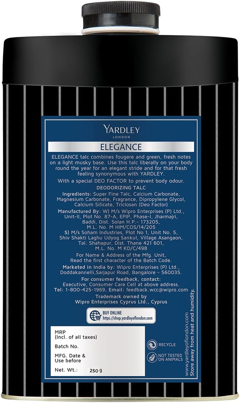 Yardley London - Elegance Deodorizing Talc for Men, 250G image number 1