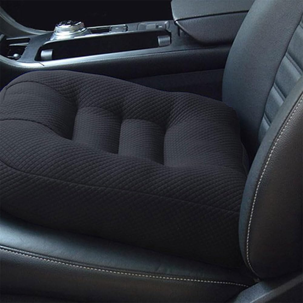 Car Booster Seat Cushion &ndash; Heightening Seat Pad for Car, Office, or Wheelchair &ndash; Posture Support, Portable Height Boost for Short Drivers, Vision & Fatigue Relief (Black)